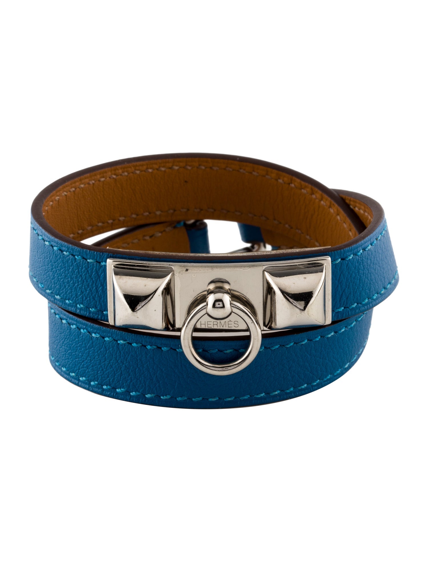 Hermès Leather Rivale Double Tour Bracelet