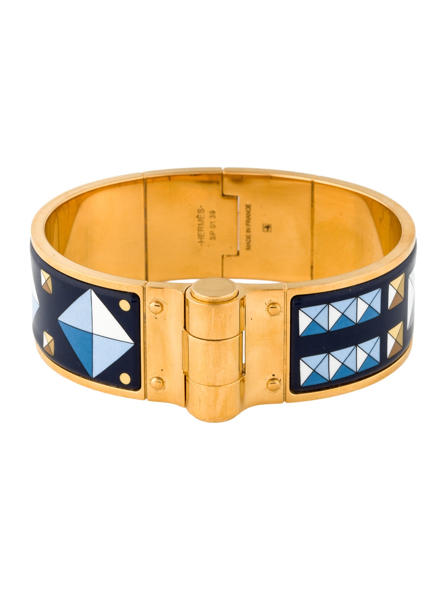 Hermès Enamel Hinged Wide Bracelet