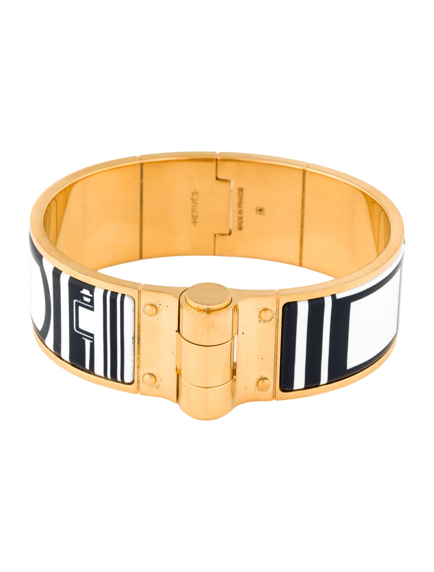 Hermès Enamel Hinged Wide Bracelet
