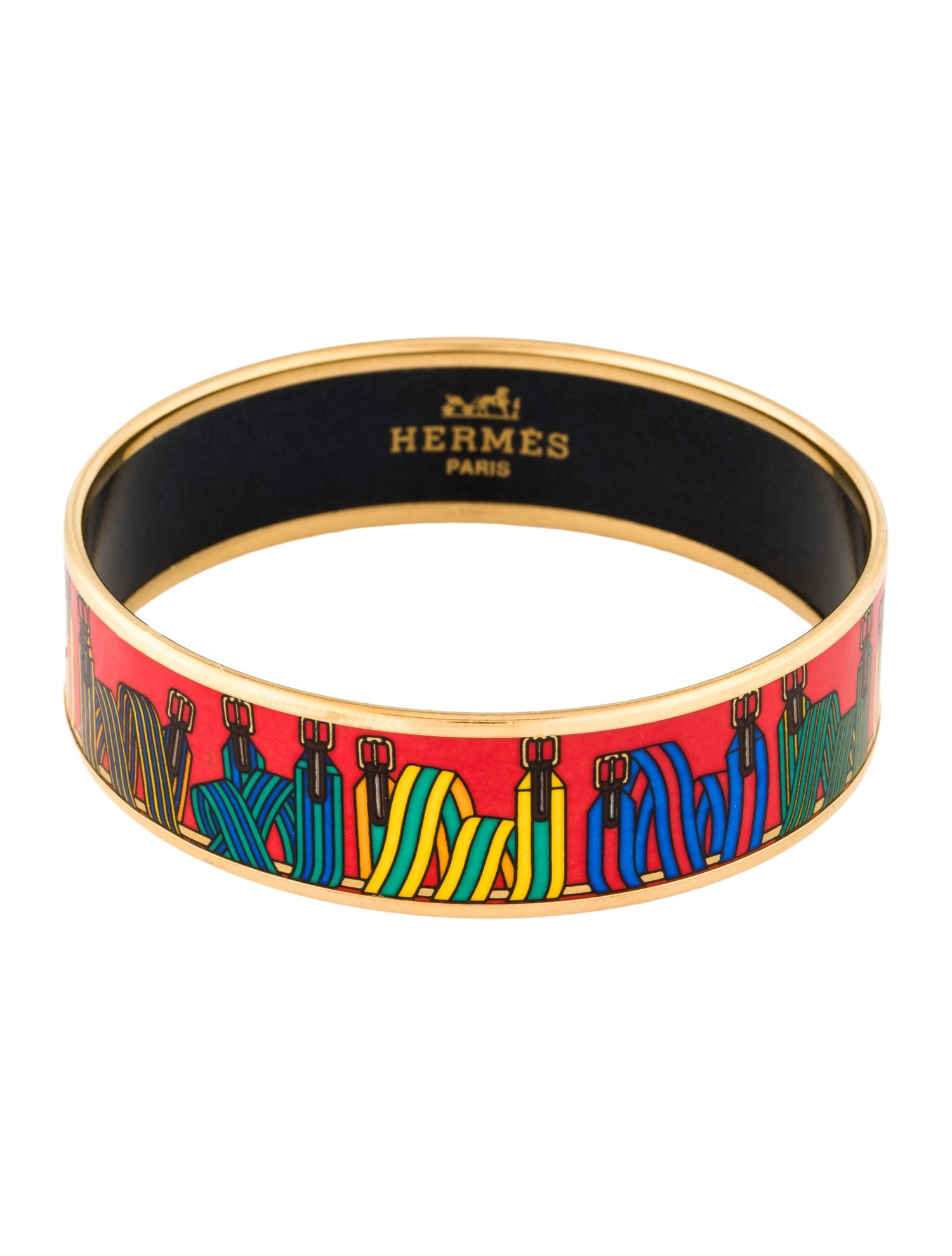Hermès Wide Enamel Bangle Bracelet
