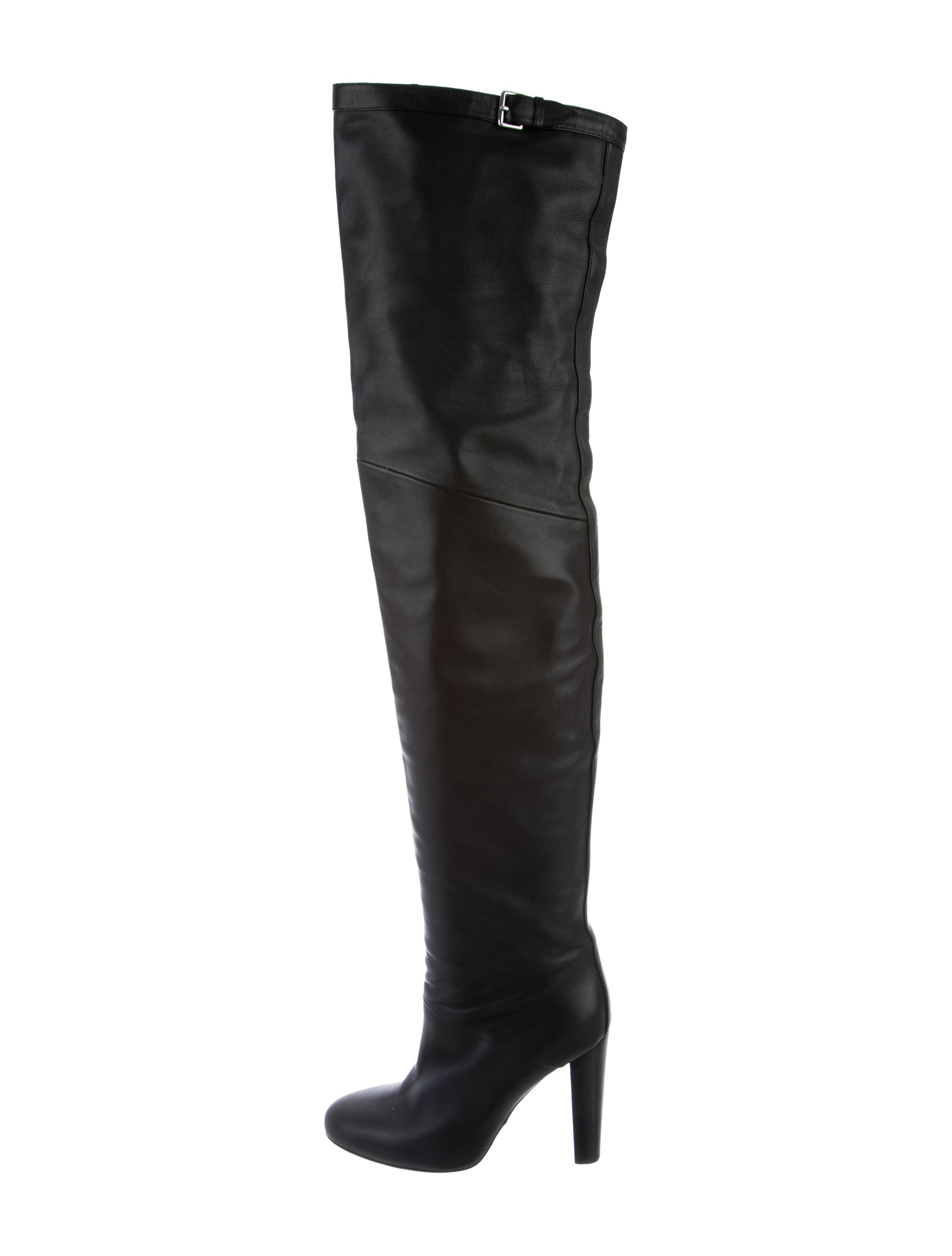 Hermès ThighHigh Leather Boots Black Boots, Shoes HER82154 The