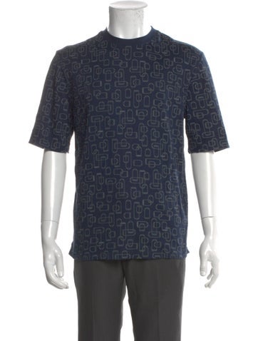 Pre-owned Hermes Printed Crew Neck T-shirt In Blue