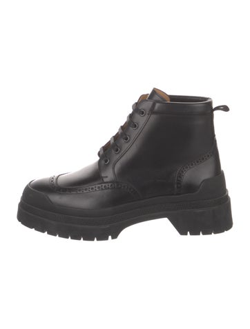 Pre-owned Hermes Calfskin Combat Boots In Black