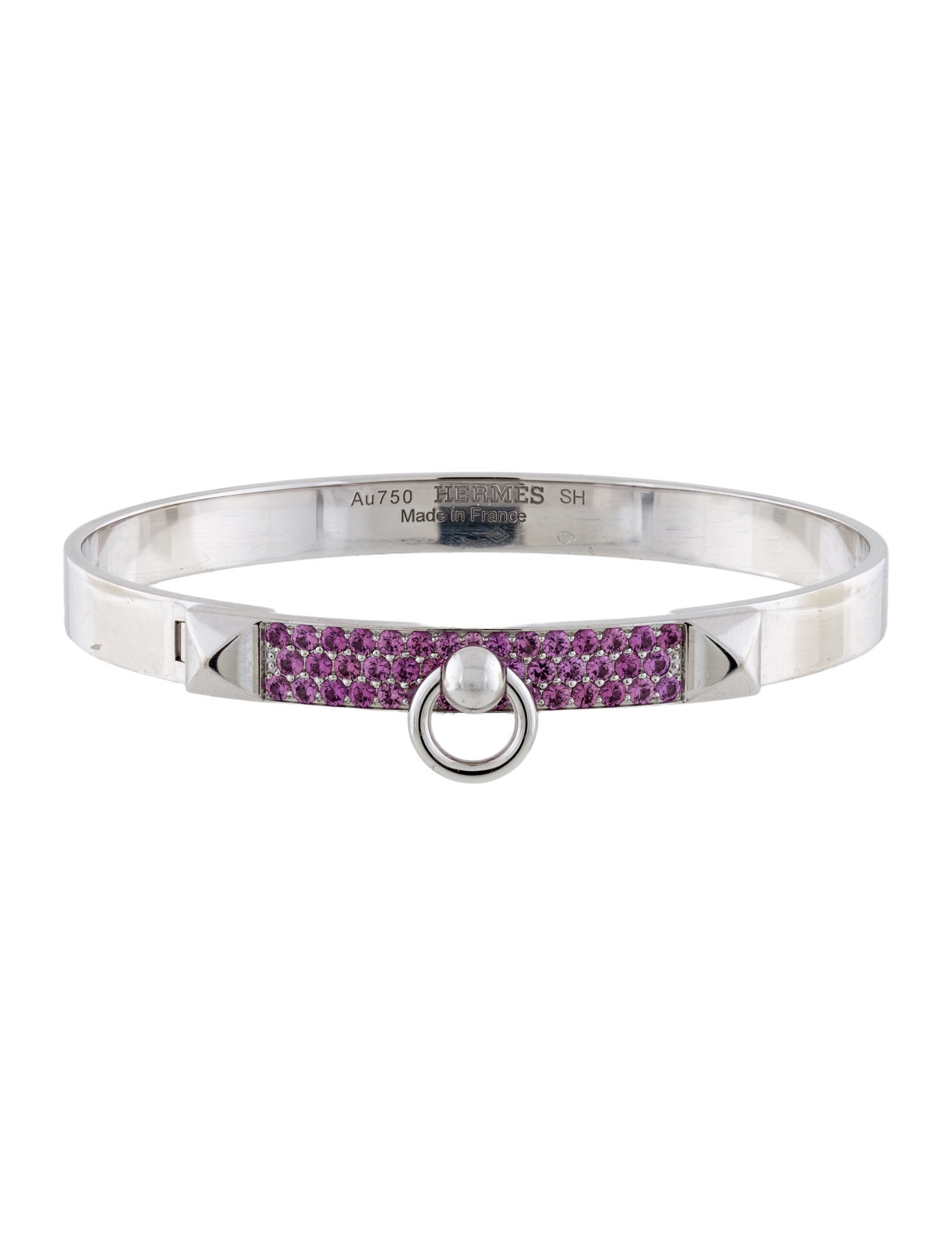 Hermès 18K Rhodolite Collier de Chien bangle Bracelet