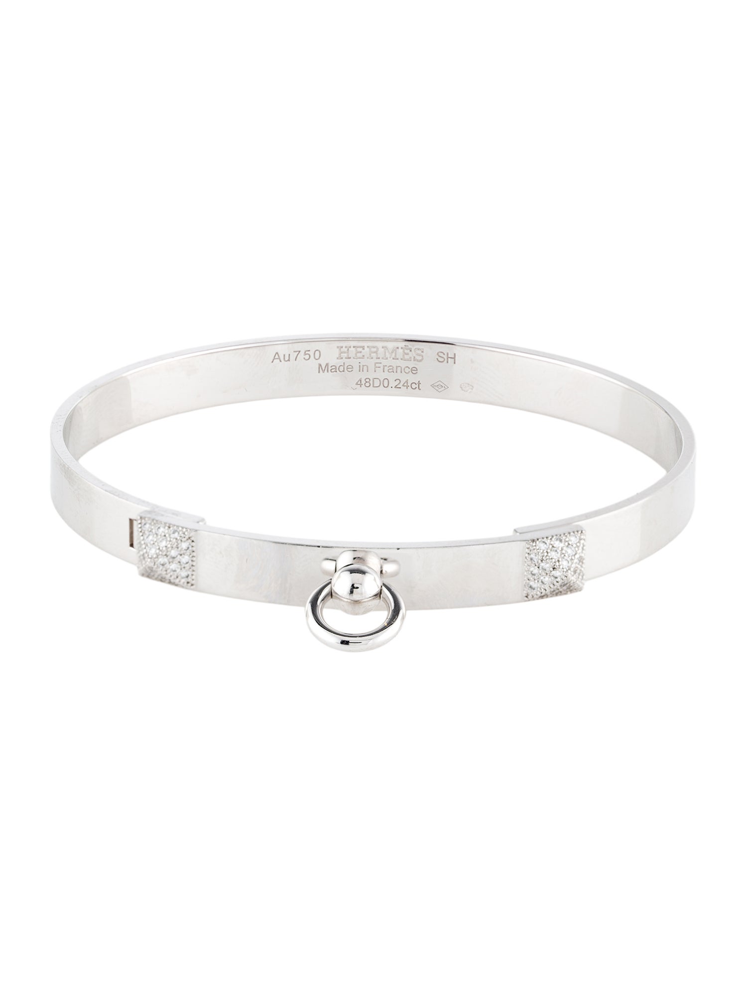 Hermès 18K Diamond Collier De Chien Bracelet, Small Model