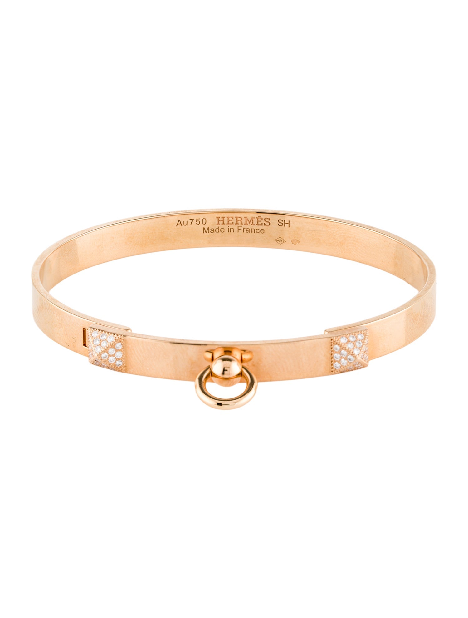 Hermès 18K Diamond Collier De Chien Bracelet, Small Model