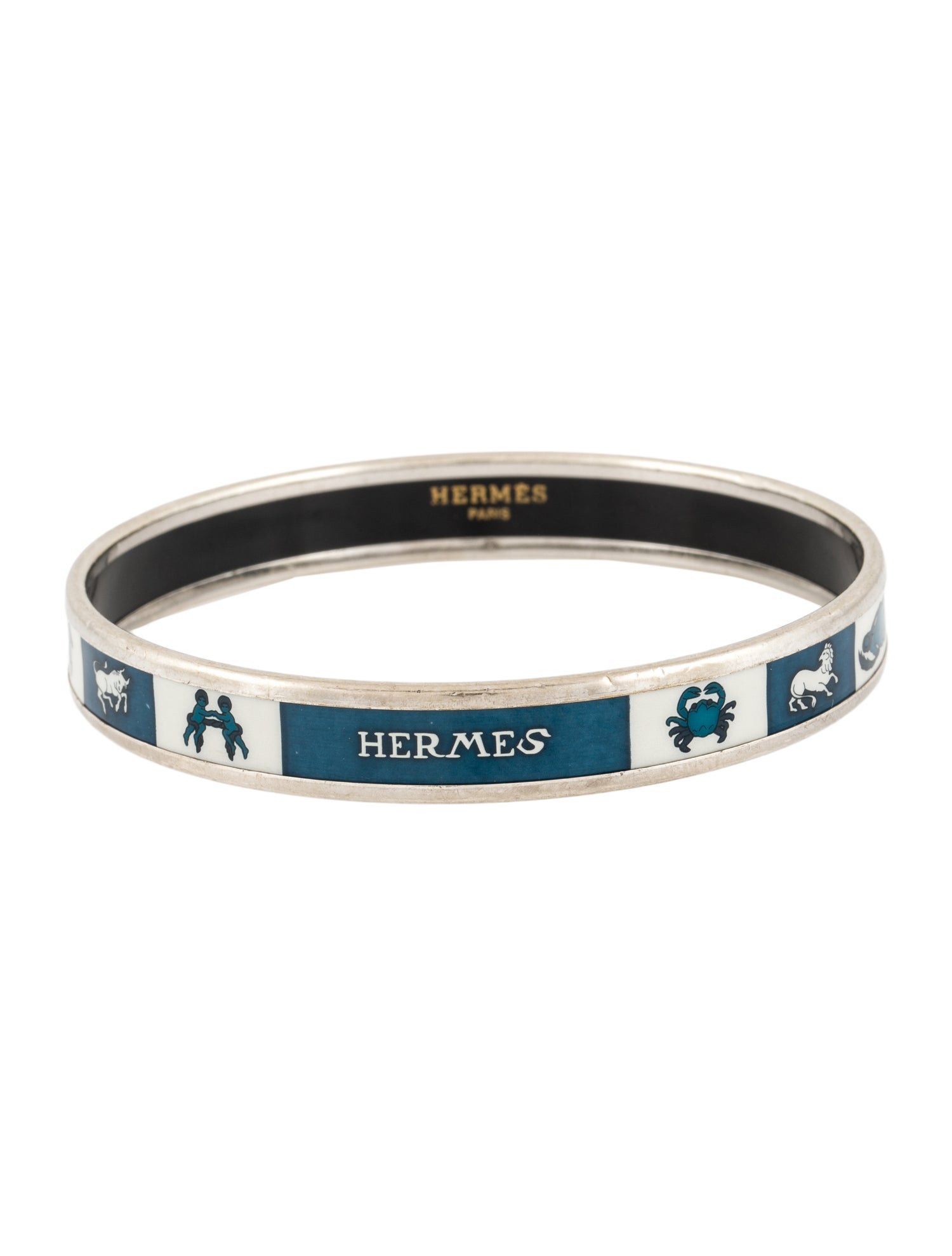 Hermès Narrow Enamel Zodiac Bangle Bracelet