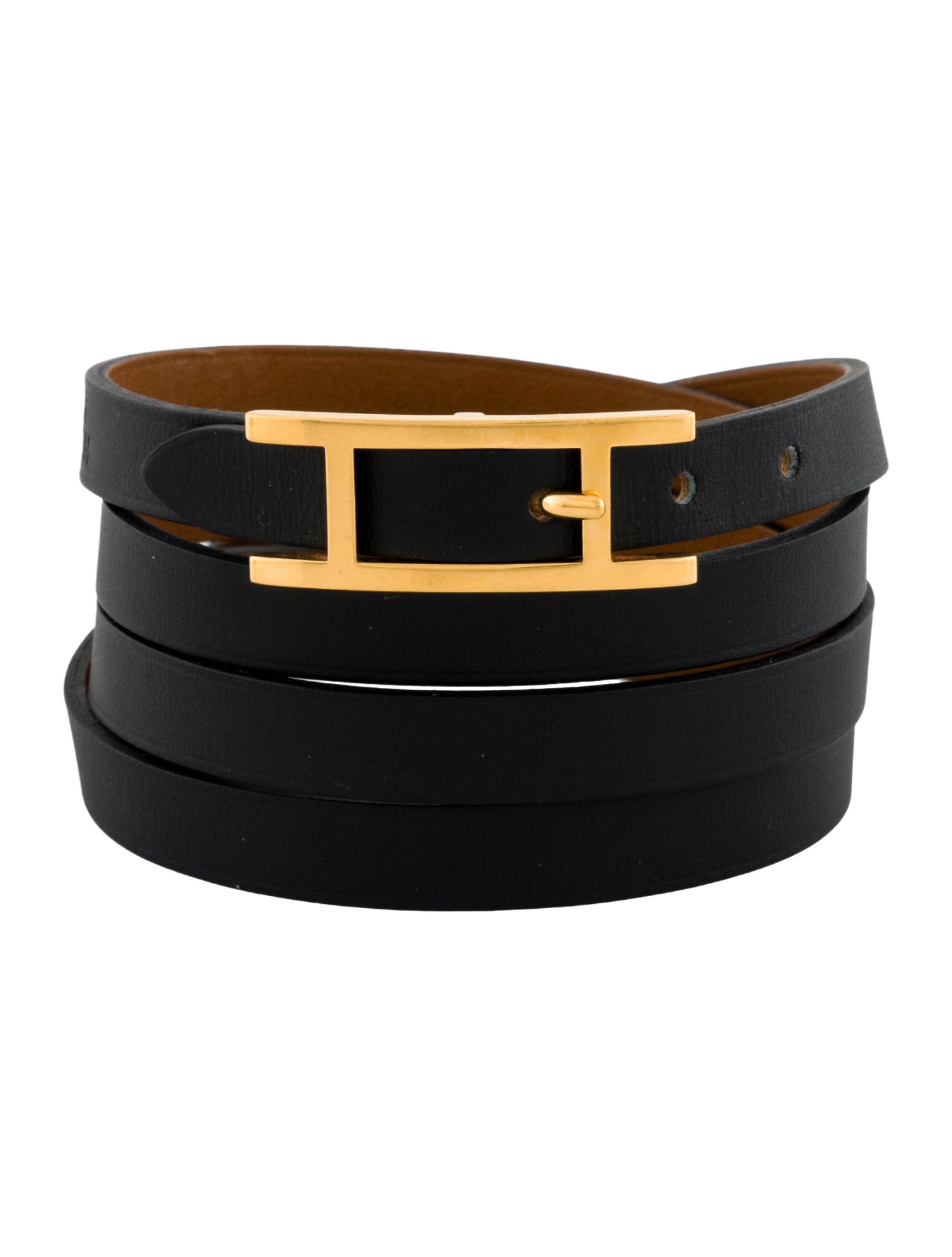 Hermès Leather Hapi 3MM Wrap Bracelet