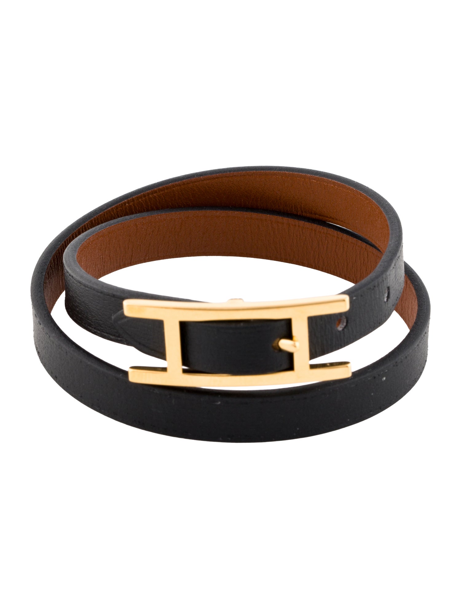 Hermès Leather Behapi Double Tour Wrap Bracelet