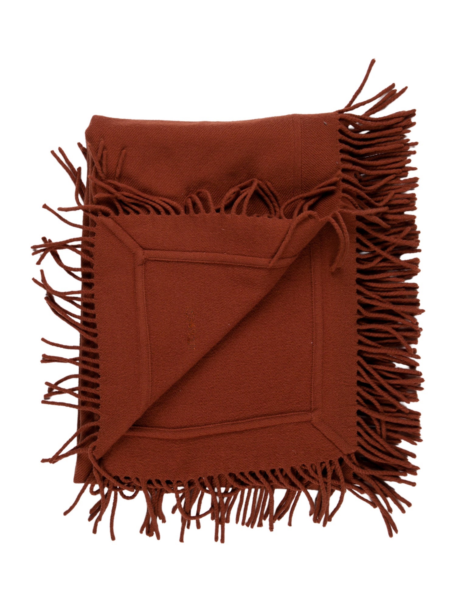 Hermès Fringe Wool Throw Blanket