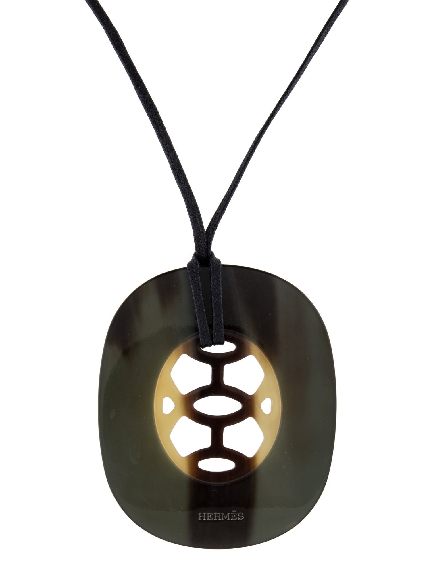 Hermès Lacquered Horn & Cord Lift Pendant Necklace