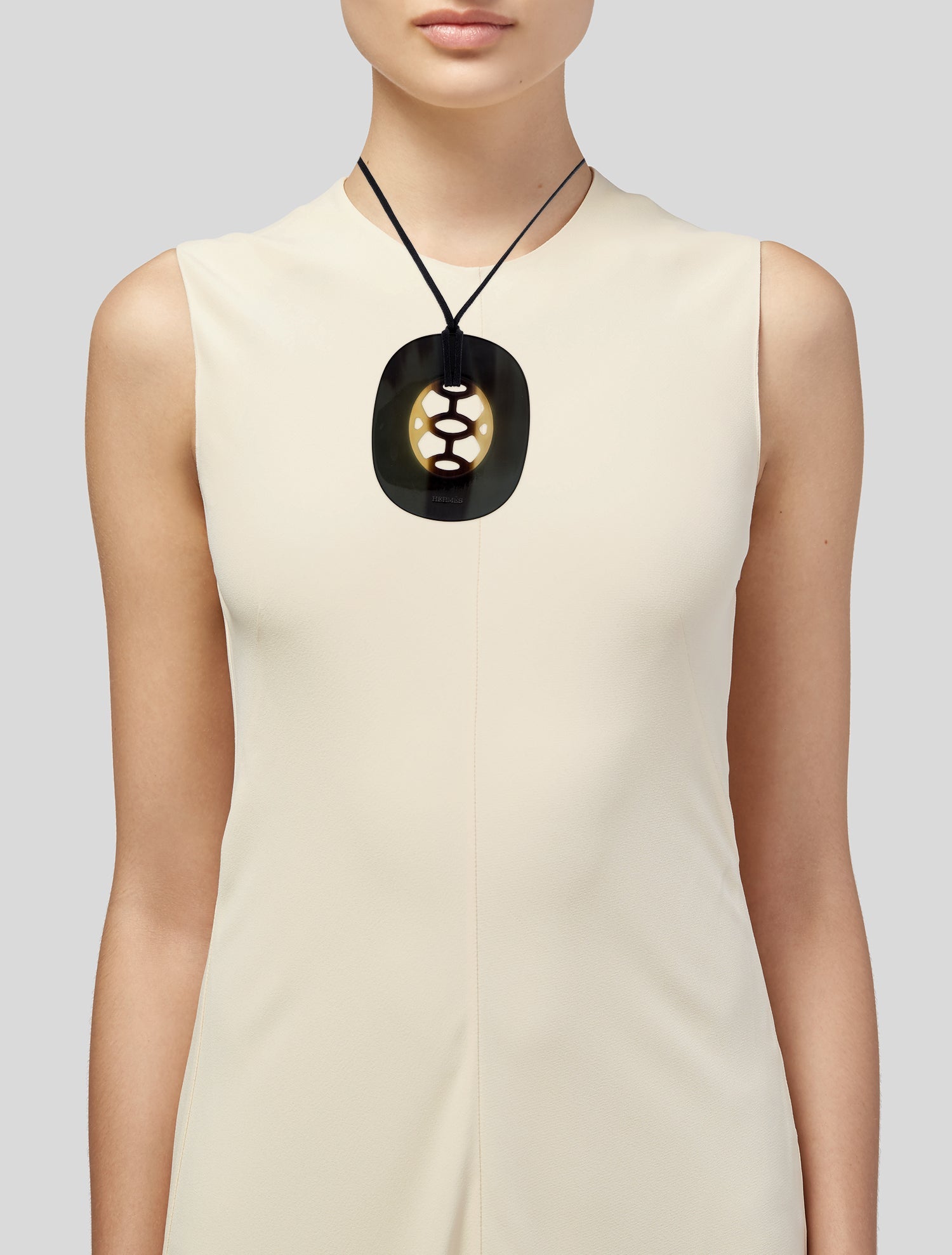 Hermès Lacquered Horn & Cord Lift Pendant Necklace