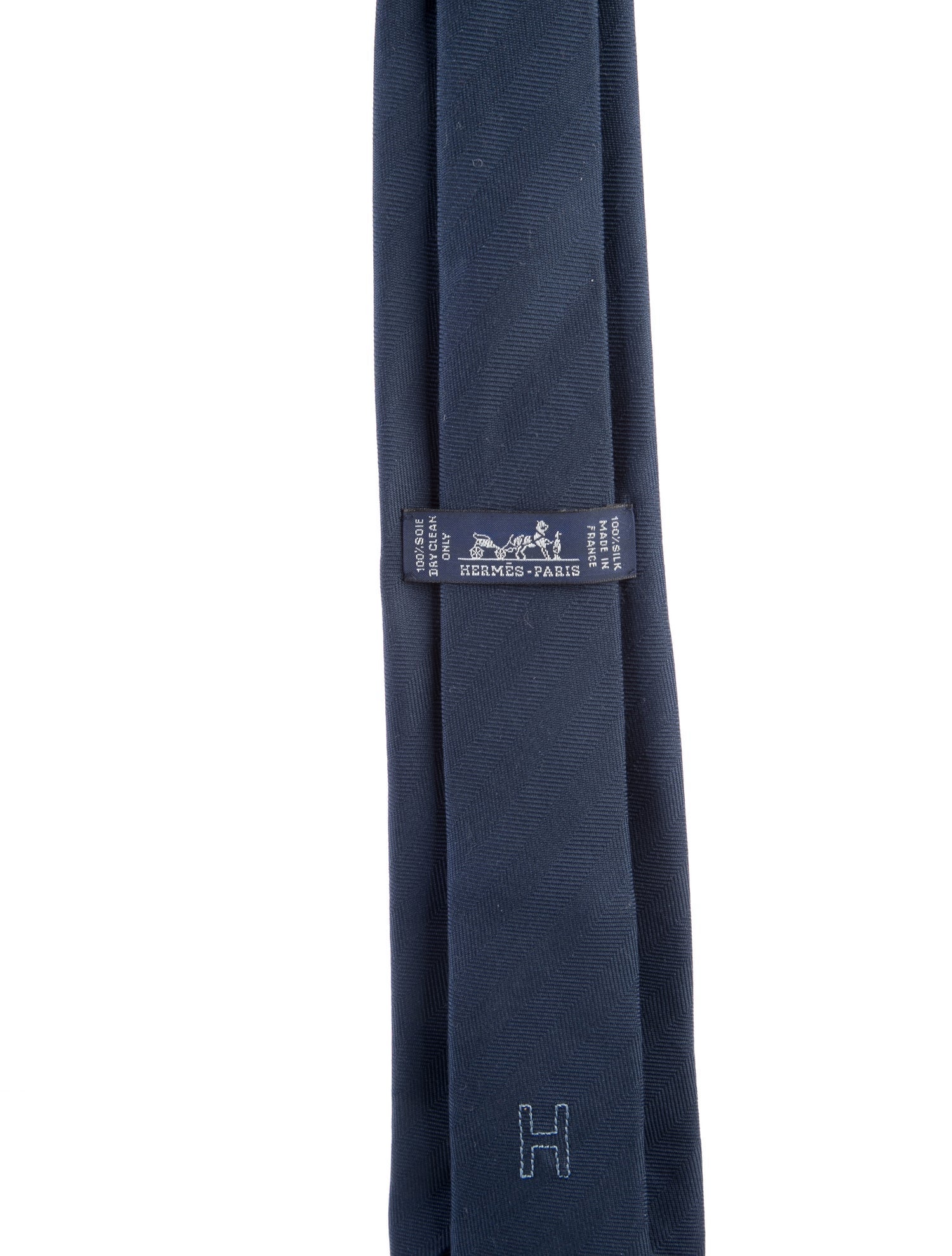 Hermès Embroidered Skinny Tie