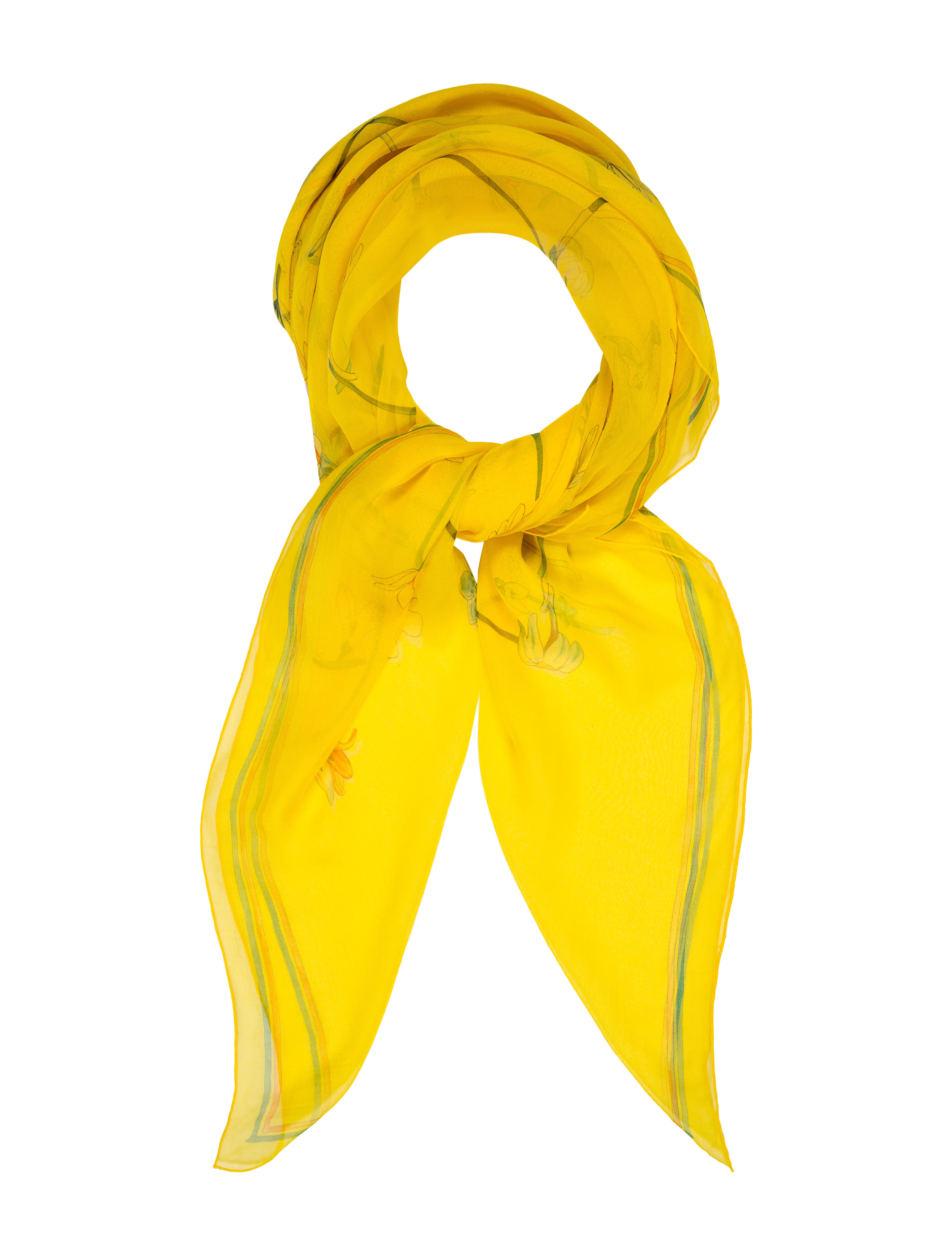 Hermès I Like Flowers Silk Mousseline Shawl