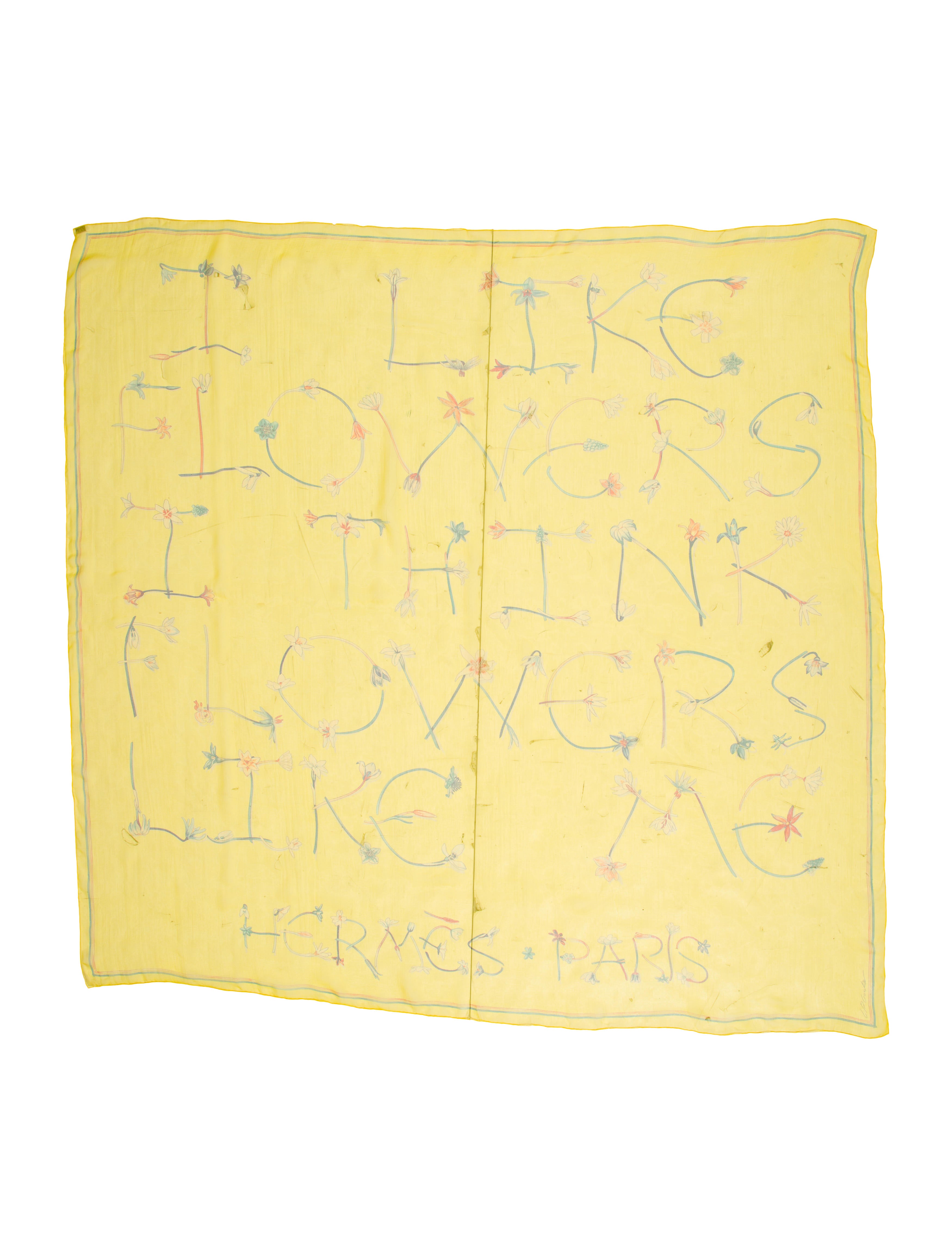 Hermès I Like Flowers Silk Mousseline Shawl