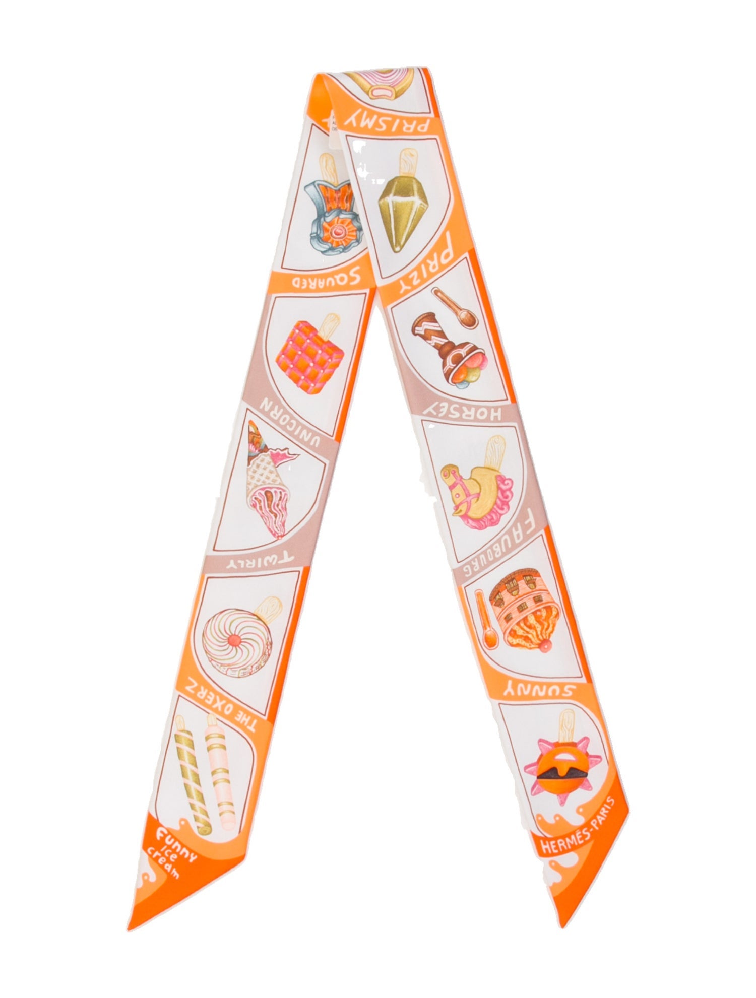 Hermès Funny Ice Cream Silk Twilly Scarf w/ Tags