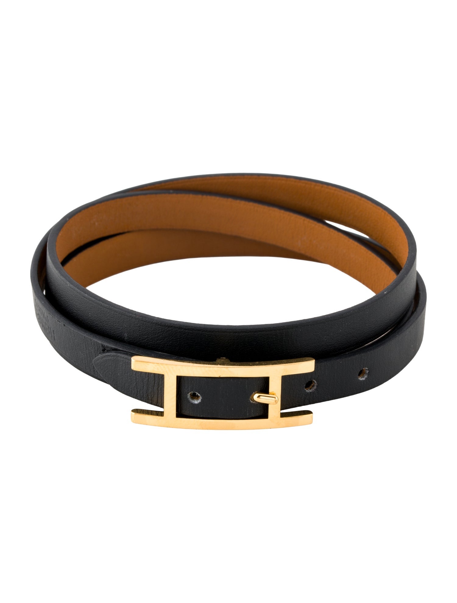 Hermès Leather Behapi Double Tour Wrap Bracelet