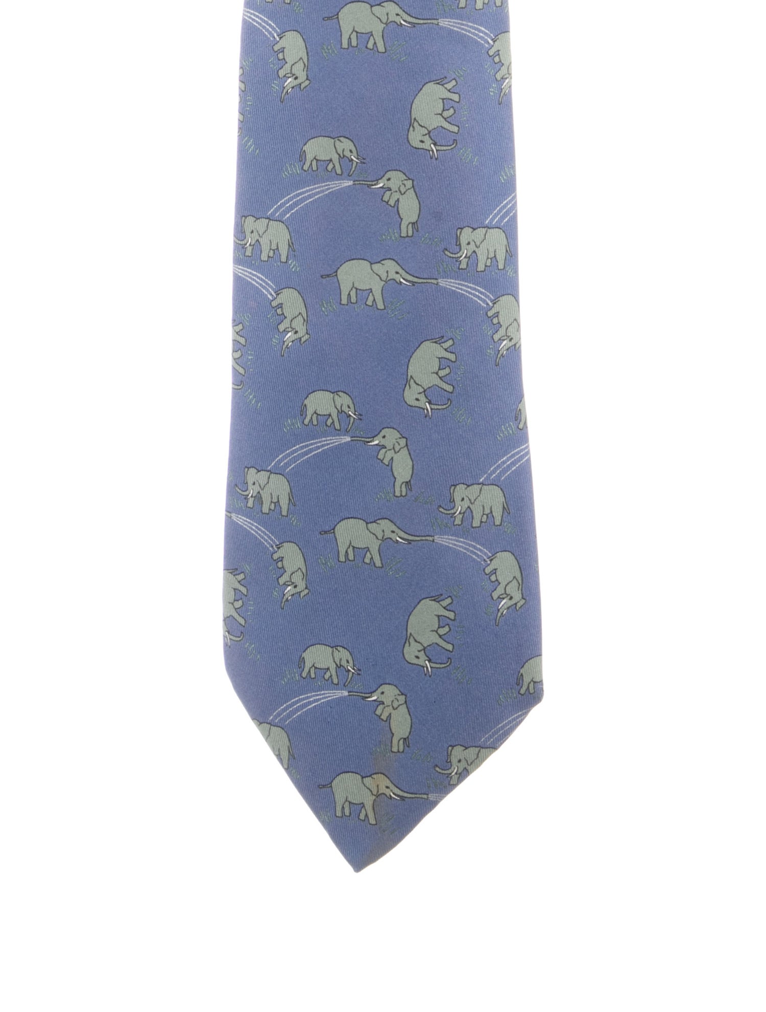 Hermès Silk Elephant Print Skinny Tie