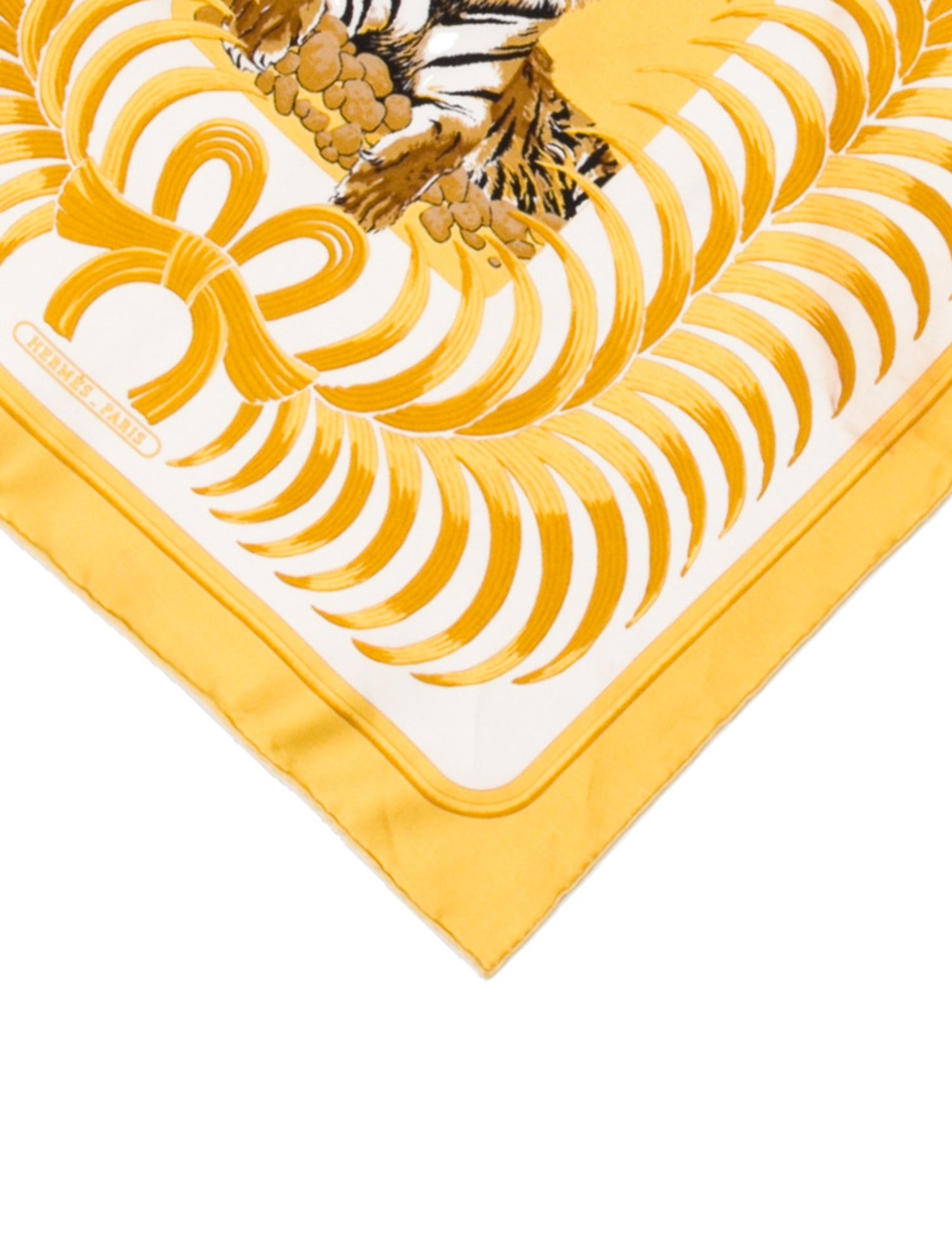 Hermès Yellow Pattern Printed Pocket Square