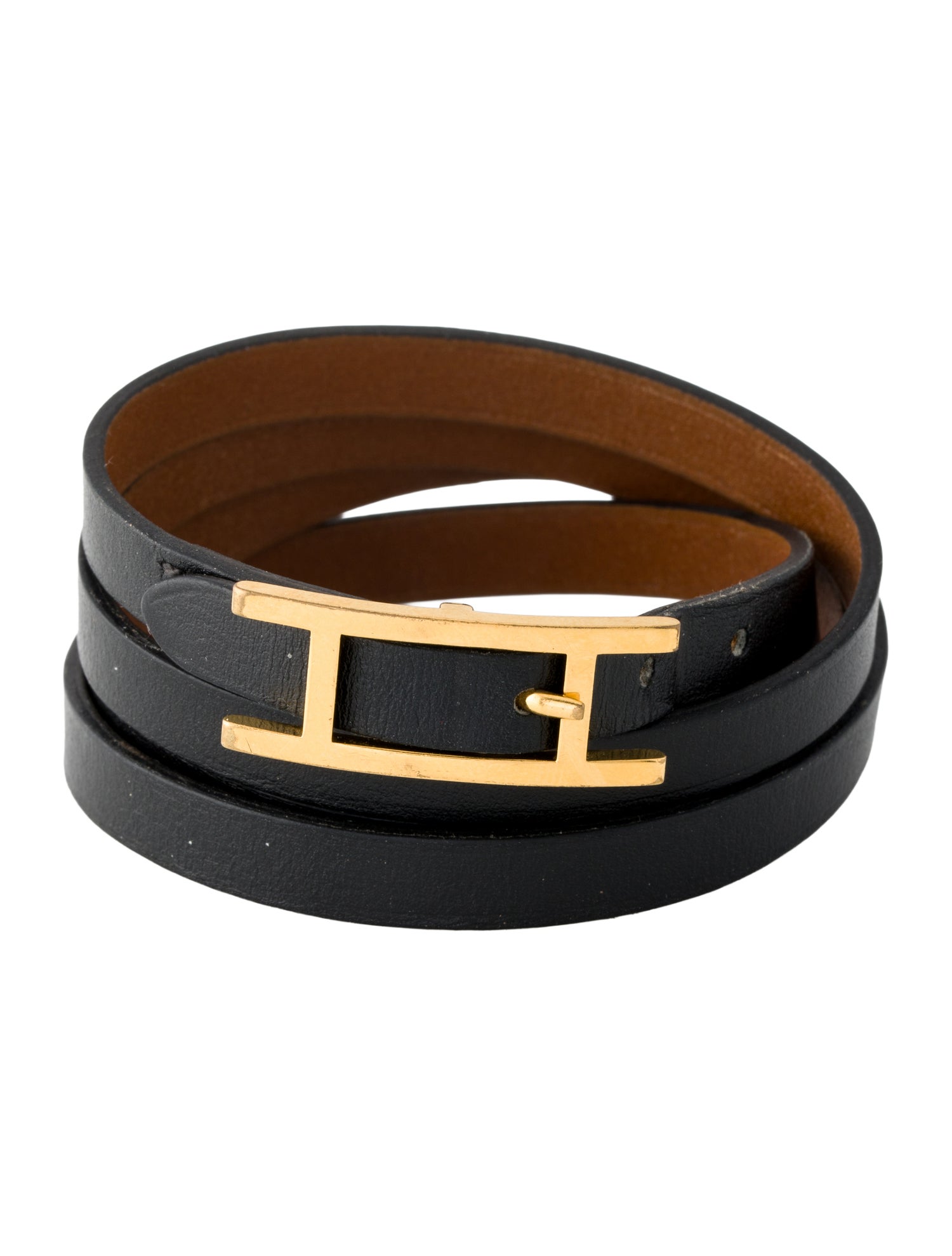 Hermès Leather Hapi 3 MM Wrap Bracelet