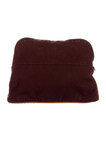Pre-owned Hermes Toile Bolide Cosmetic Pouch Mm In Burgundy