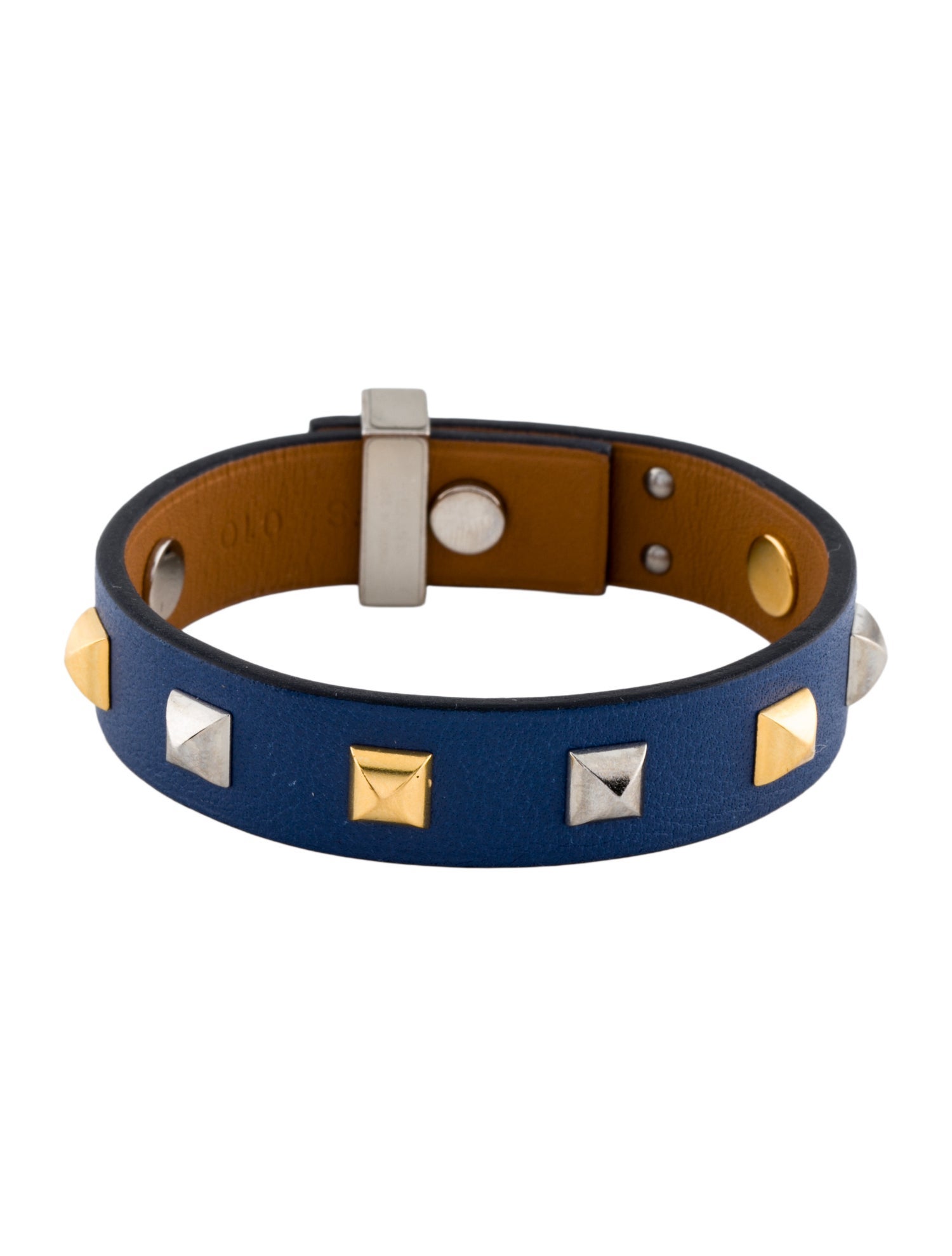 Hermès Leather Mini Dog Clous Carres Studded Wrap Bracelet