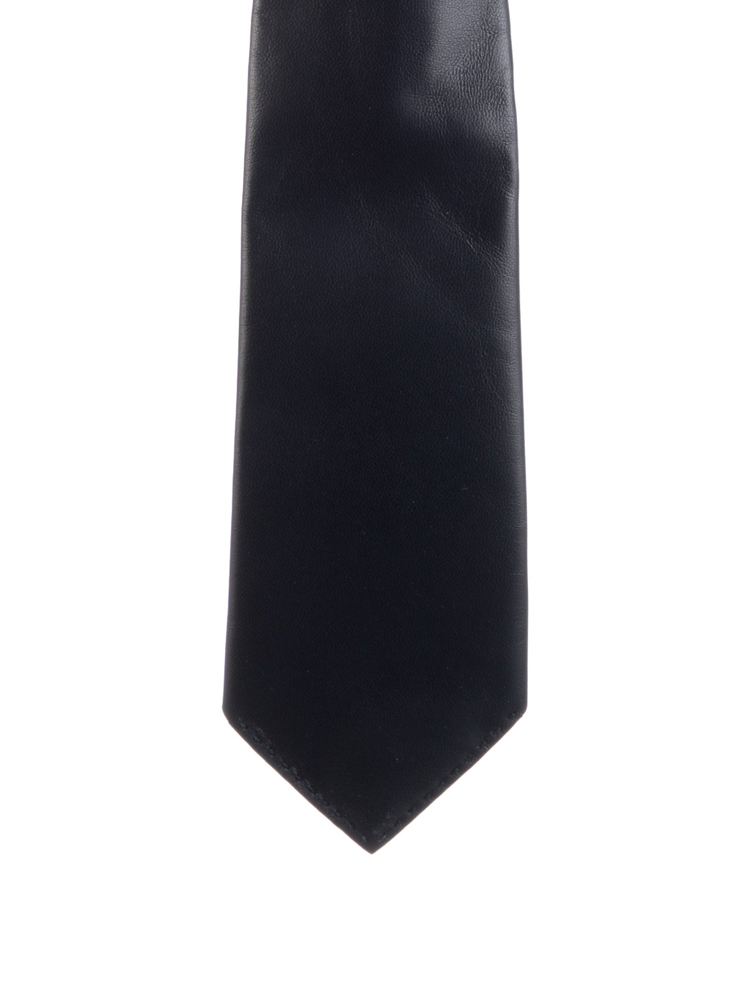 Hermès Blue Leather Tie W. Embroidery