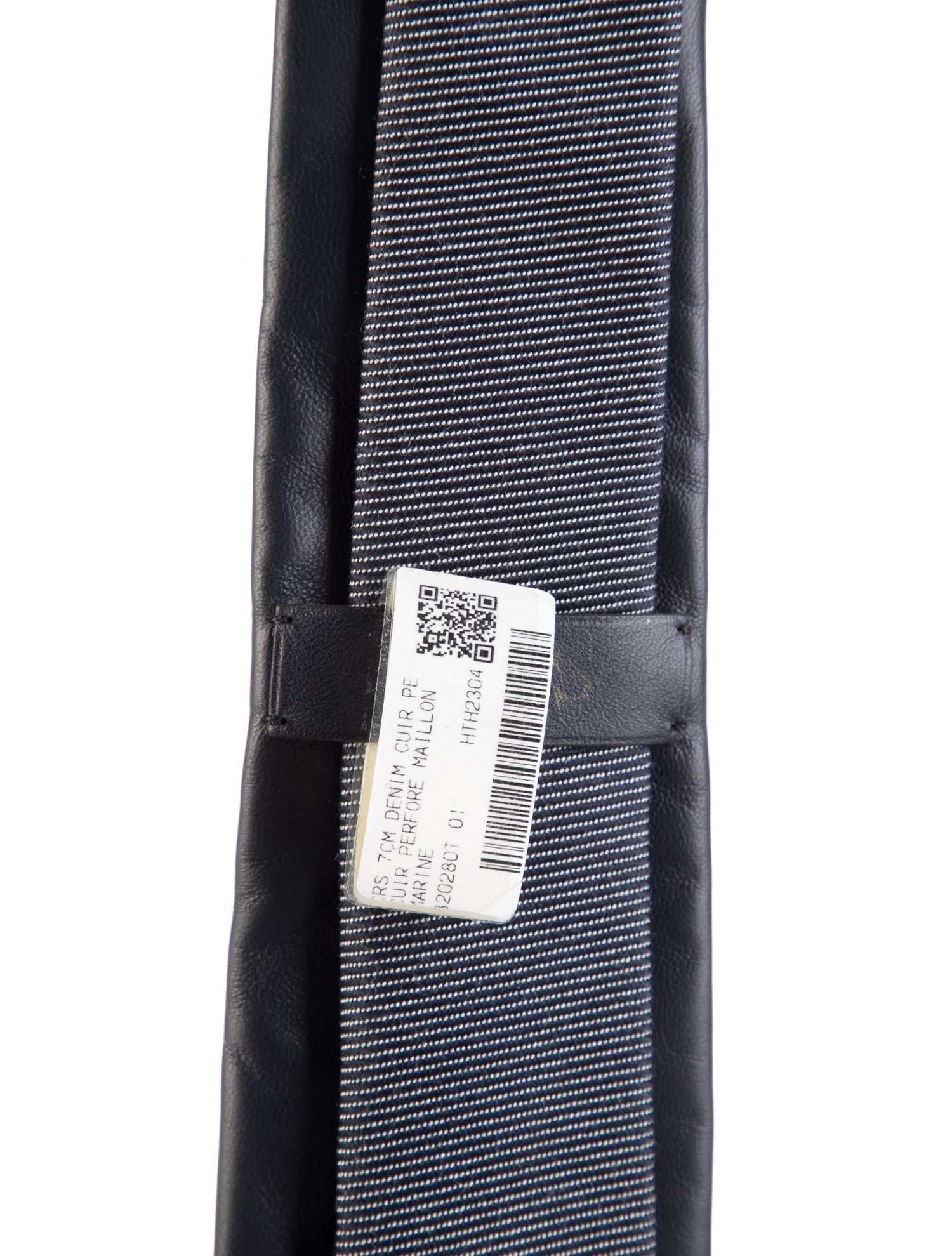 Hermès Blue Leather Tie W. Embroidery