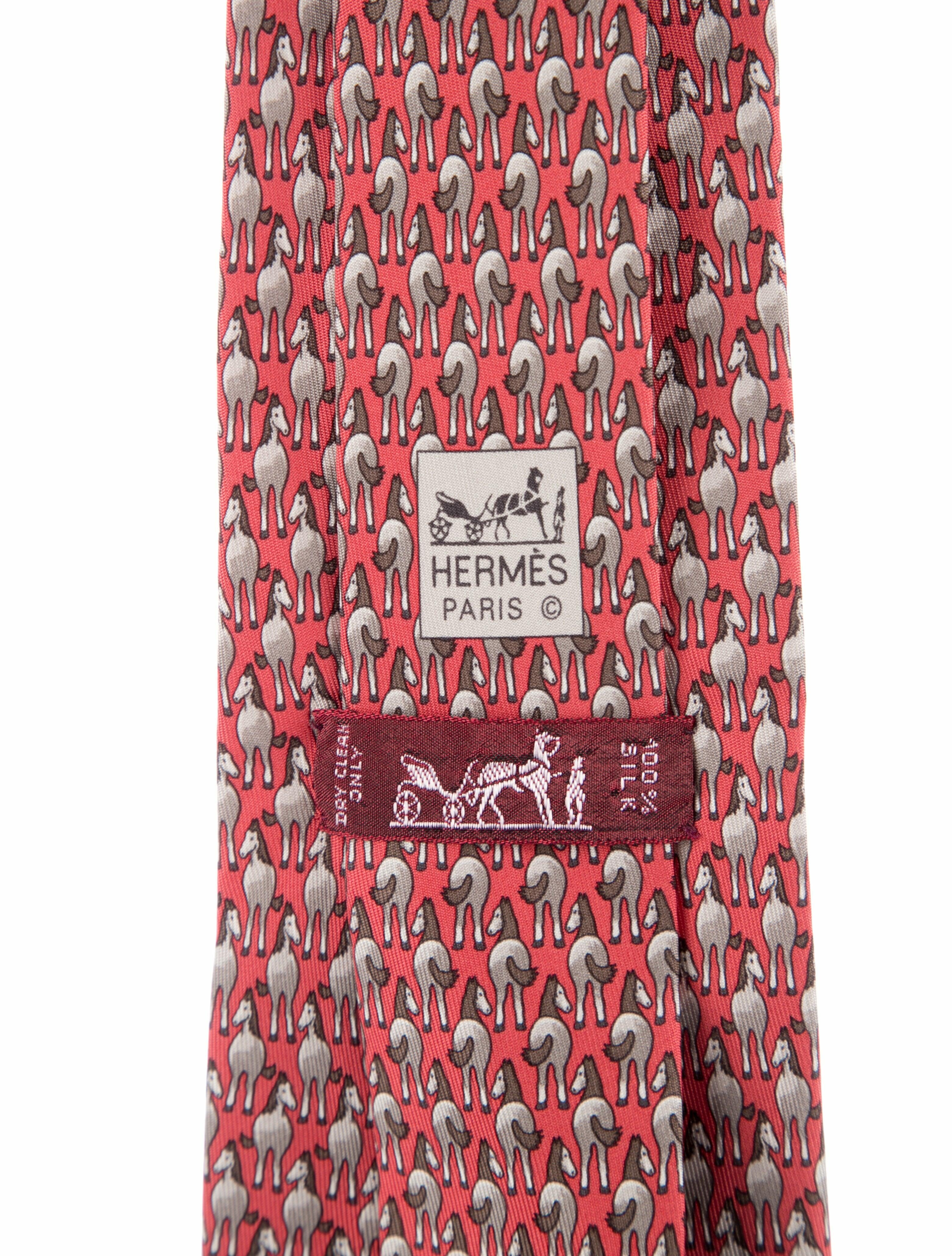 Hermès Horse Print Silk Tie
