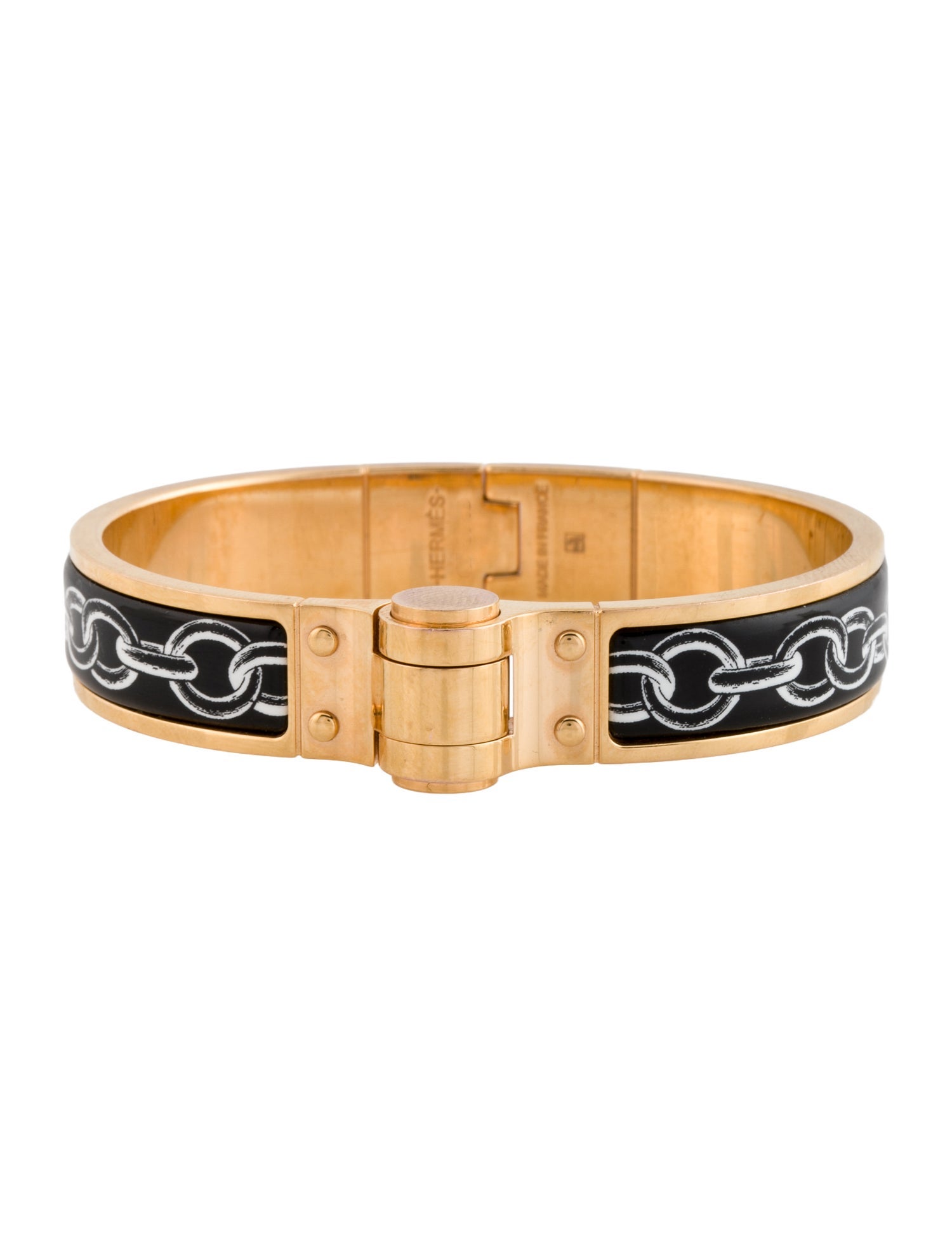 Hermès Hinged Narrow Enamel Les Chaines Bracelet