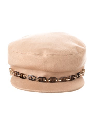 Pre-owned Hermes Chain-link Newsboy Cap In Neutral