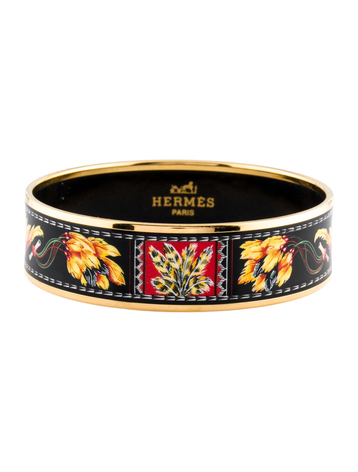 Hermès Enamel Wide Bangle Bracelet