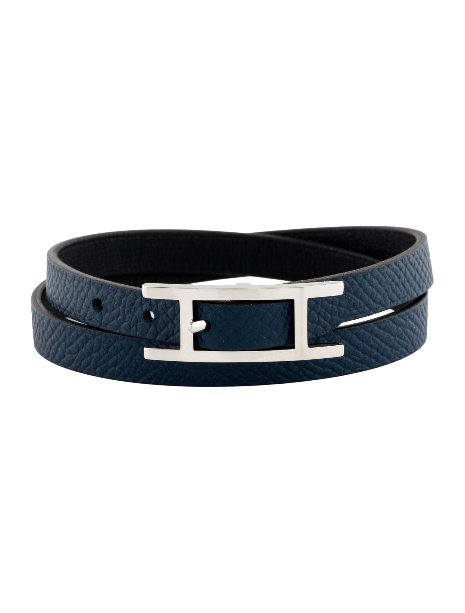 Hermès Leather Behapi Double Tour Wrap Bracelet