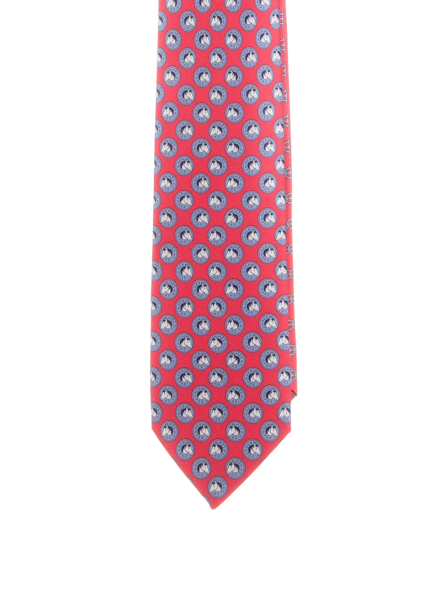 Hermès Red Pattern Print Silk Tie