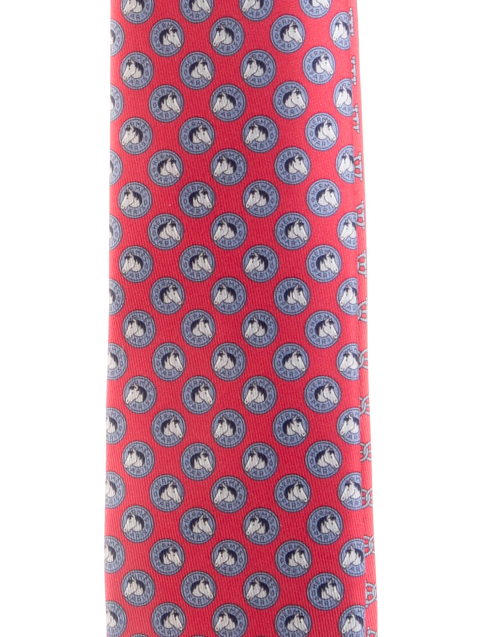 Hermès Red Pattern Print Silk Tie