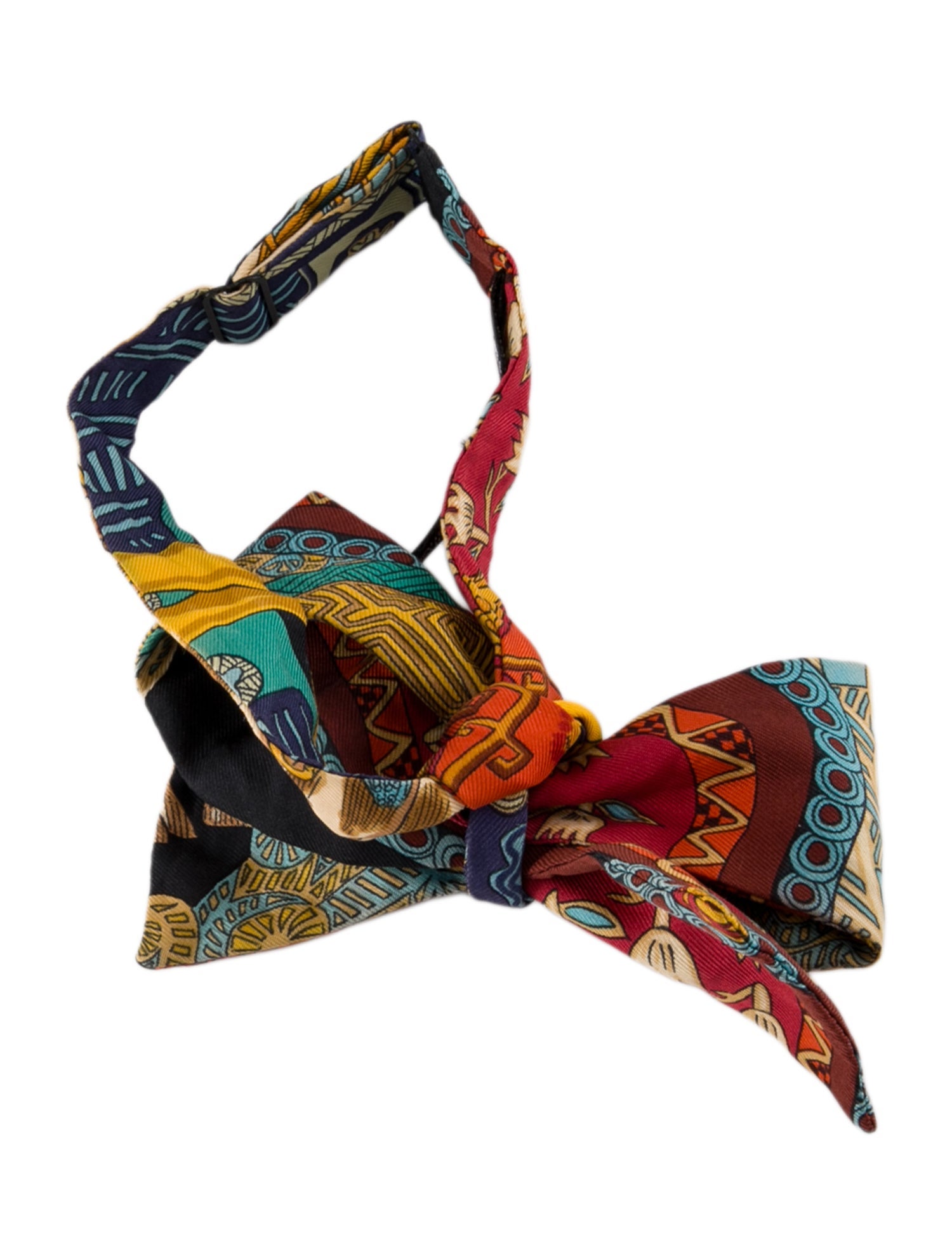 Hermès Red Pattern Print Silk Bowtie