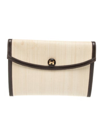 Pre-owned Hermes Crinoline Rio Clutch In Neutral