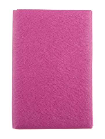 Pre-owned Hermes Epsom Calvi Gm Pouch In Pink