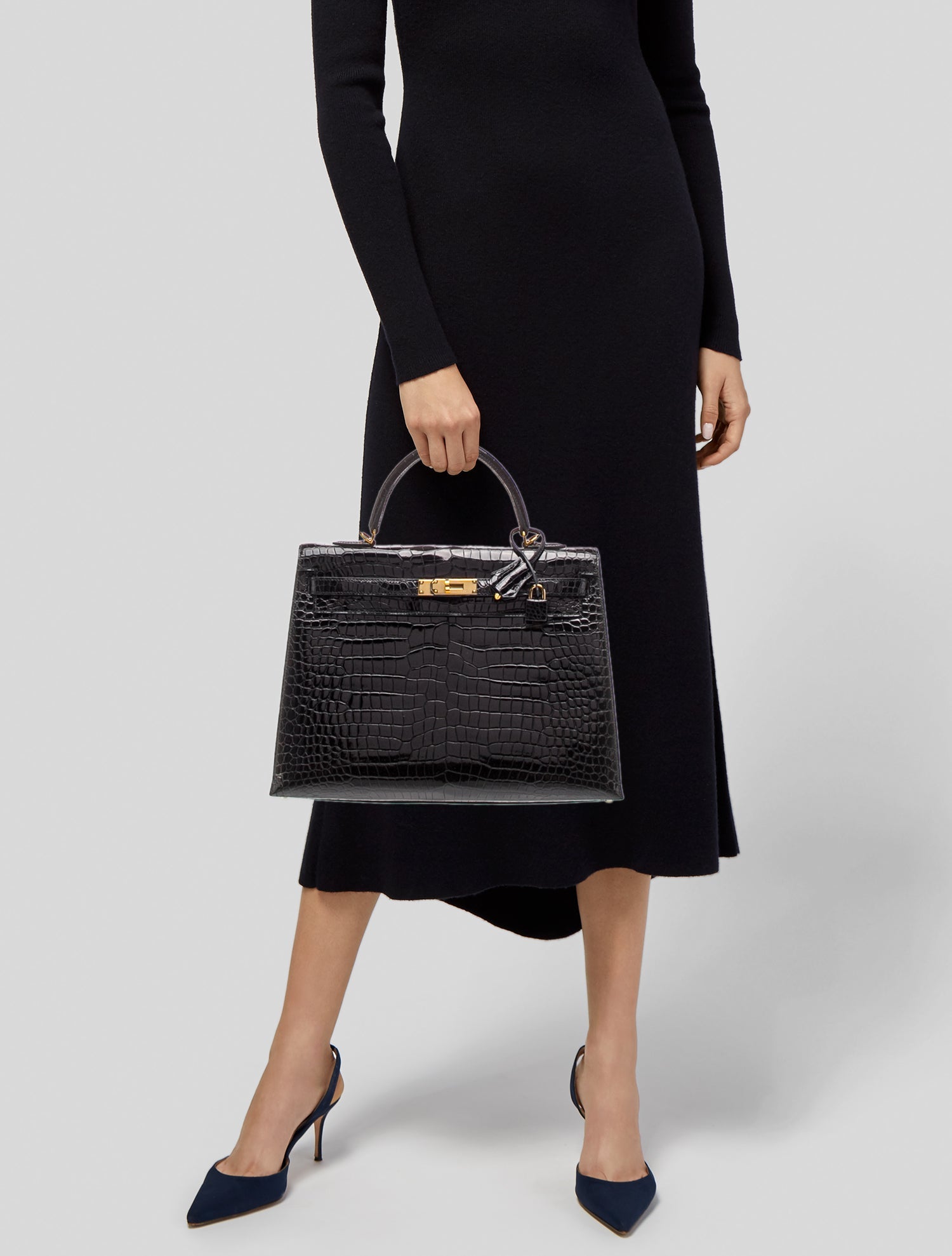 Hermès Shiny Porosus Crocodile Kelly II Sellier 35