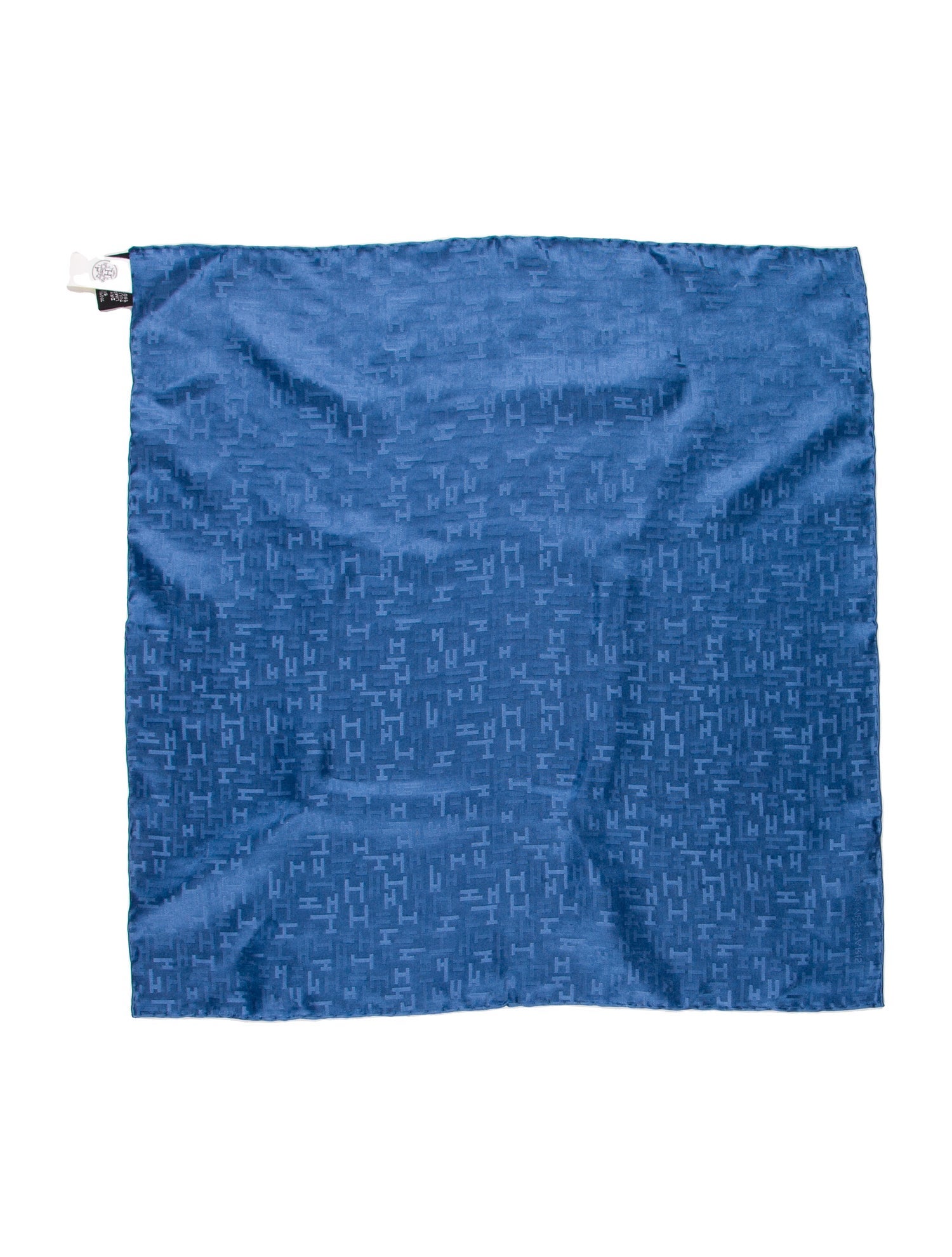 Hermès Blue solid silk felt pocket square