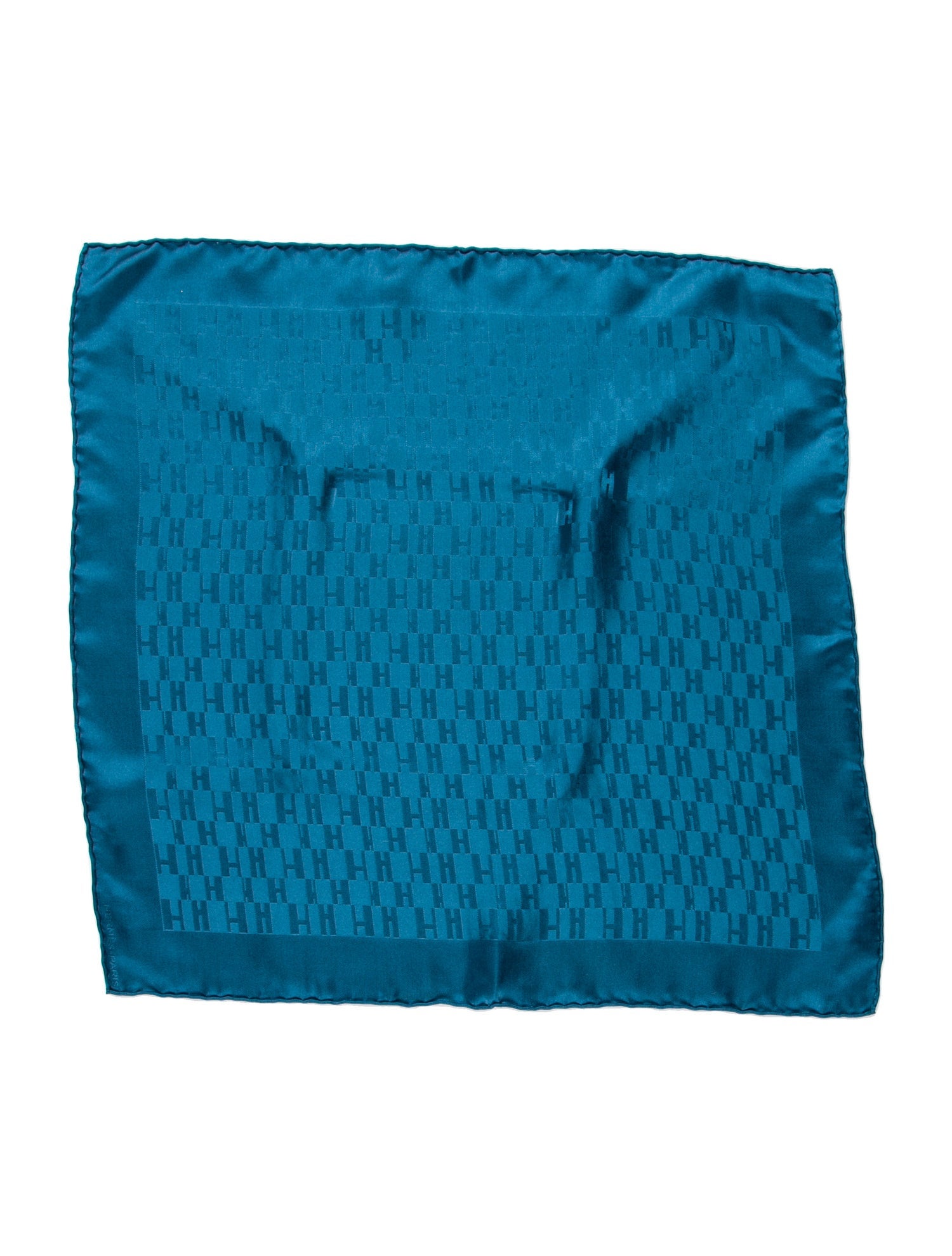 Hermès Blue solid silk felt pocket square