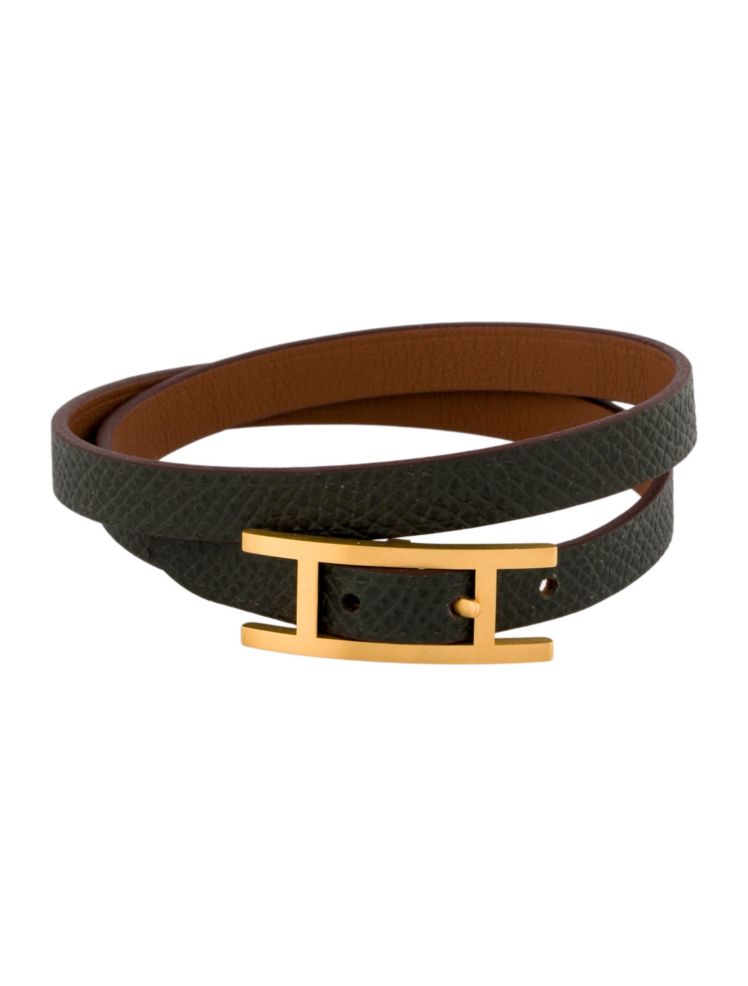 Hermès Leather Behapi Double Tour Wrap Bracelet