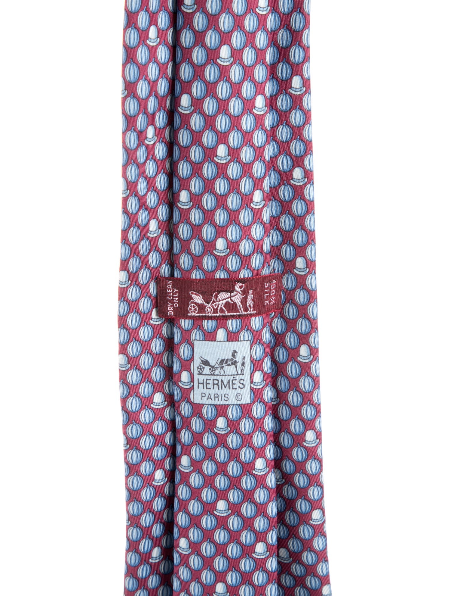 Hermès Pumpkin and Hat Silk Tie