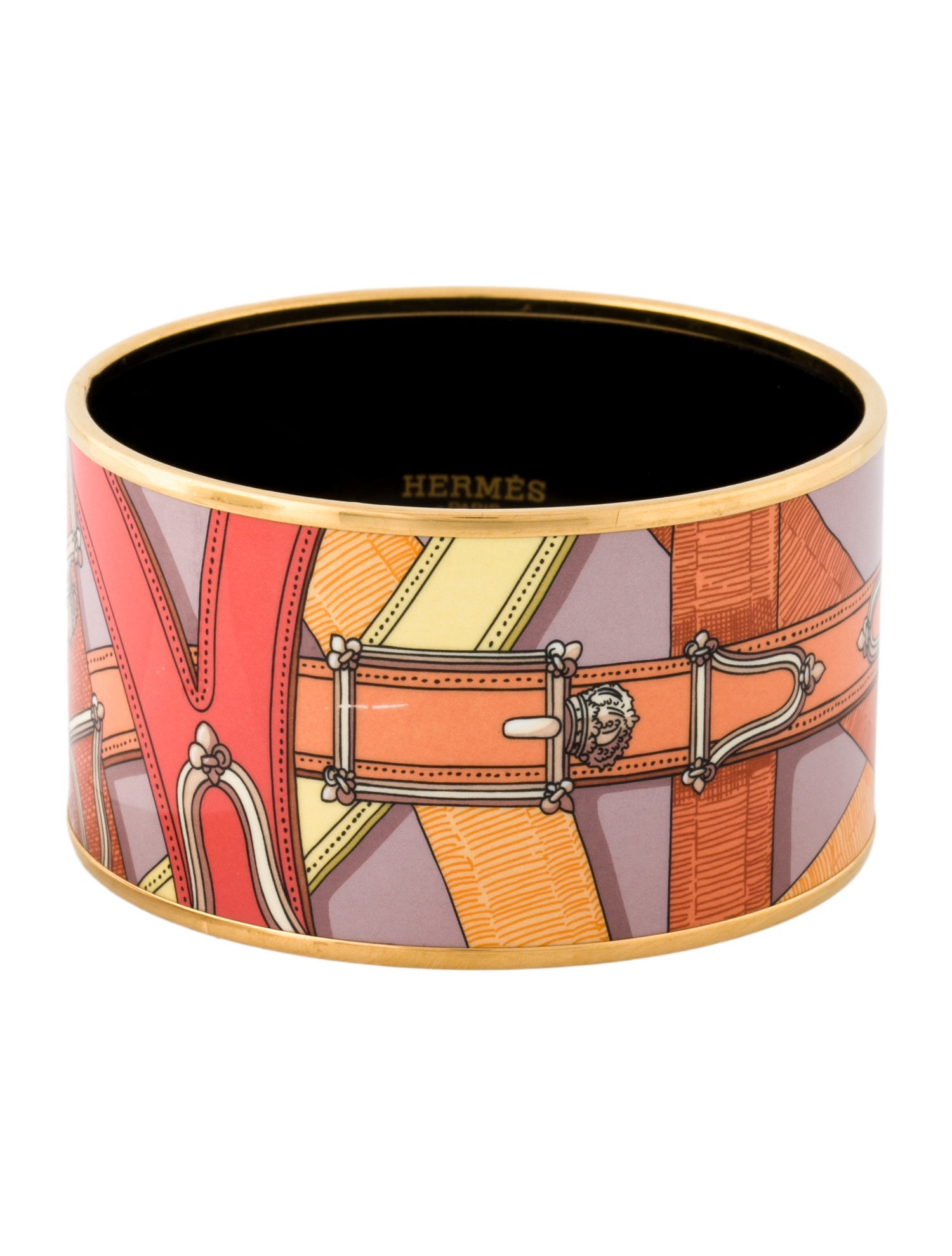Hermès Extra Wide Enamel Bangle Bracelet
