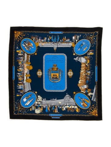 Pre-owned Hermes Promenades De Paris Silk Scarf In Multi