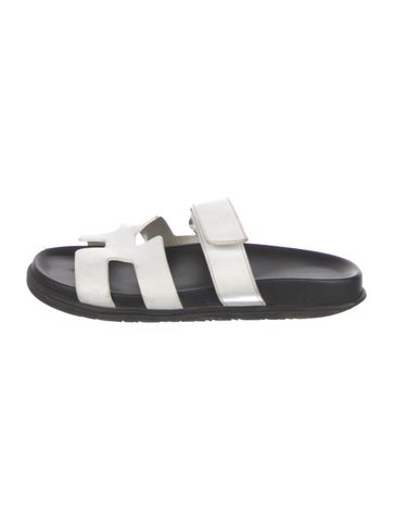 Pre-owned Hermes 2022 Chypre Slides In White
