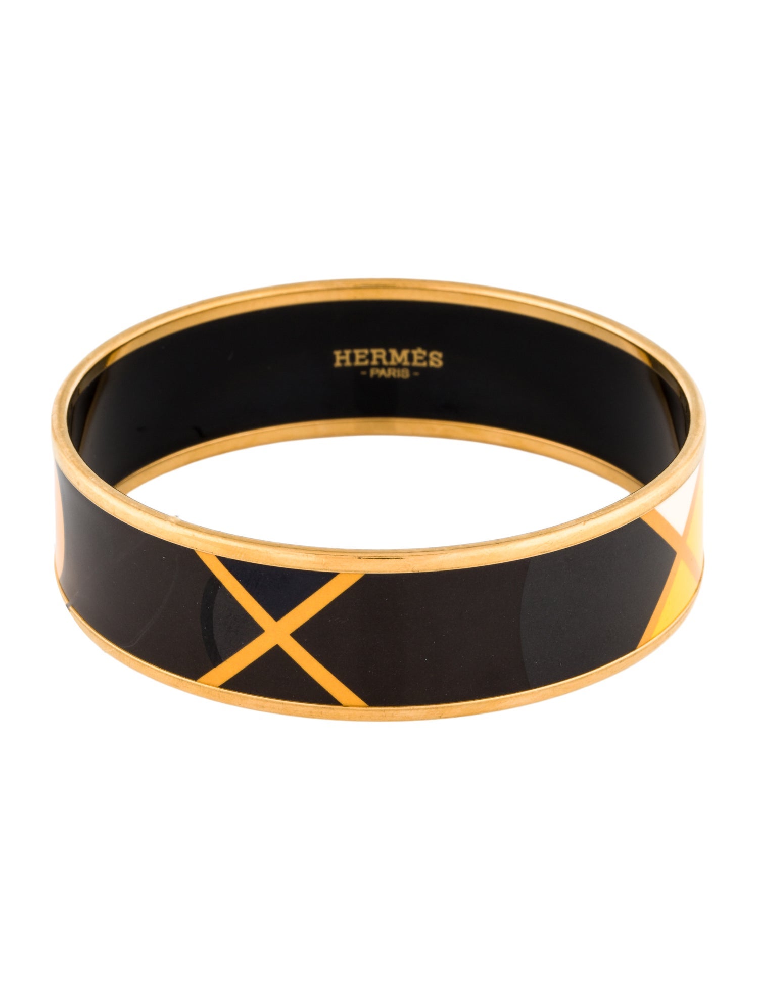 Hermès Wide Enamel Bangle Bracelet