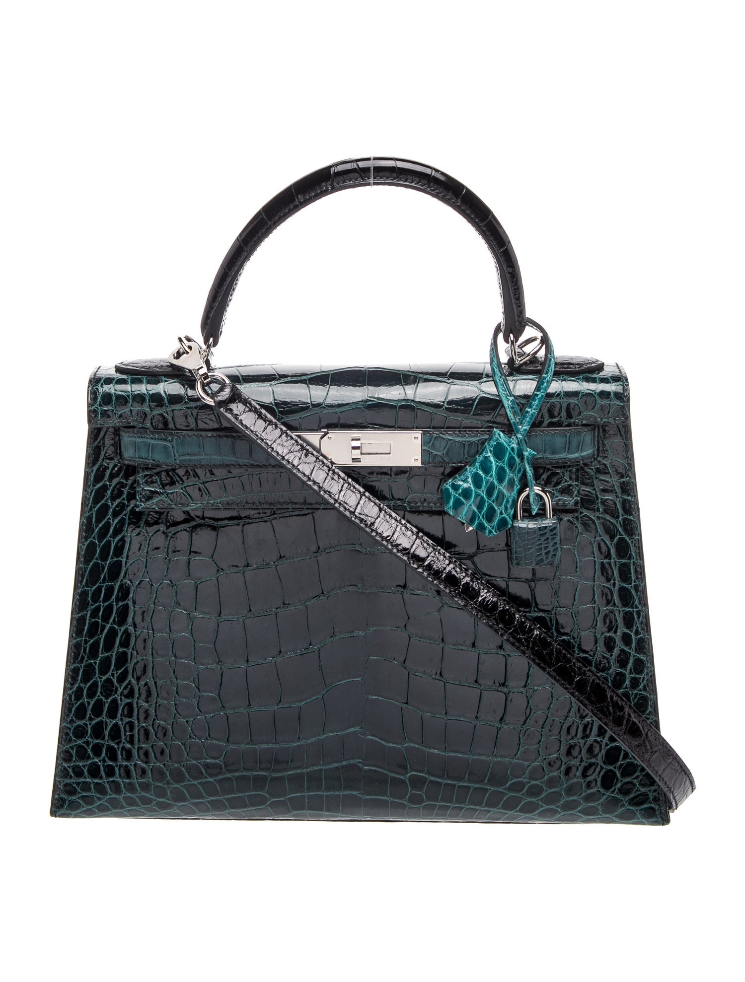 Hermès Shiny Alligator Tri-Color Kelly II Sellier 28