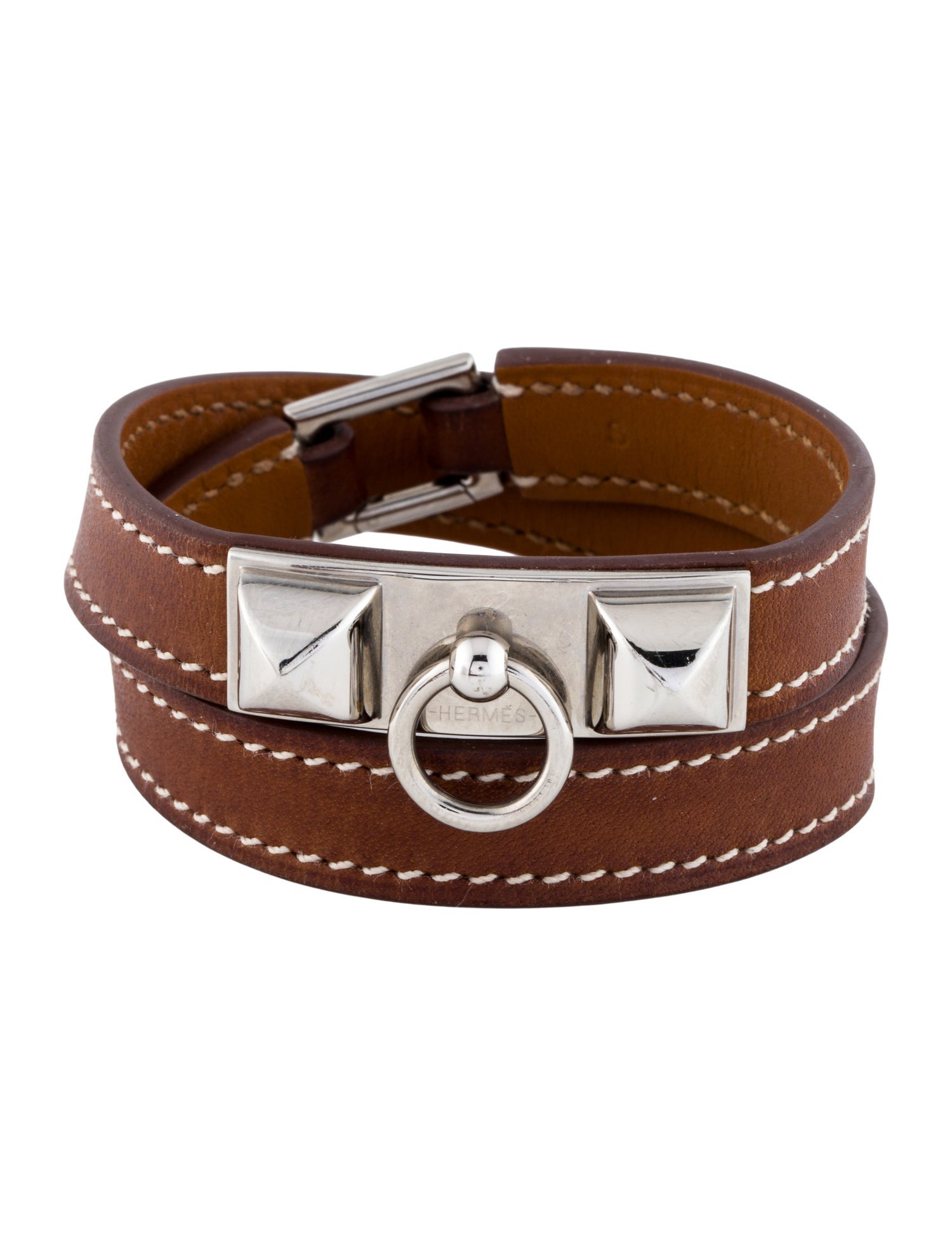 Hermès Leather Rivale Double Tour Bracelet