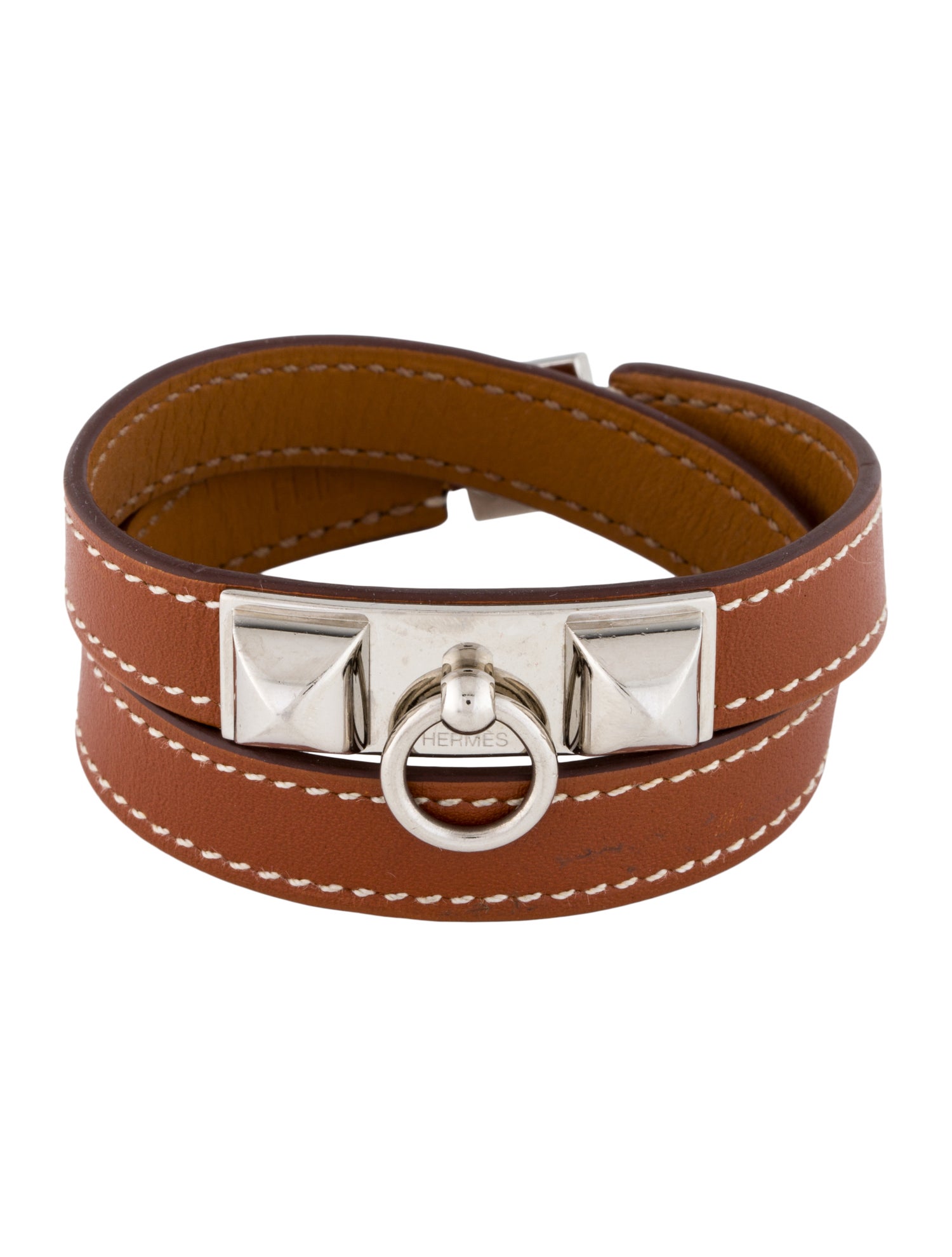 Hermès Leather Rivale Double Tour Bracelet